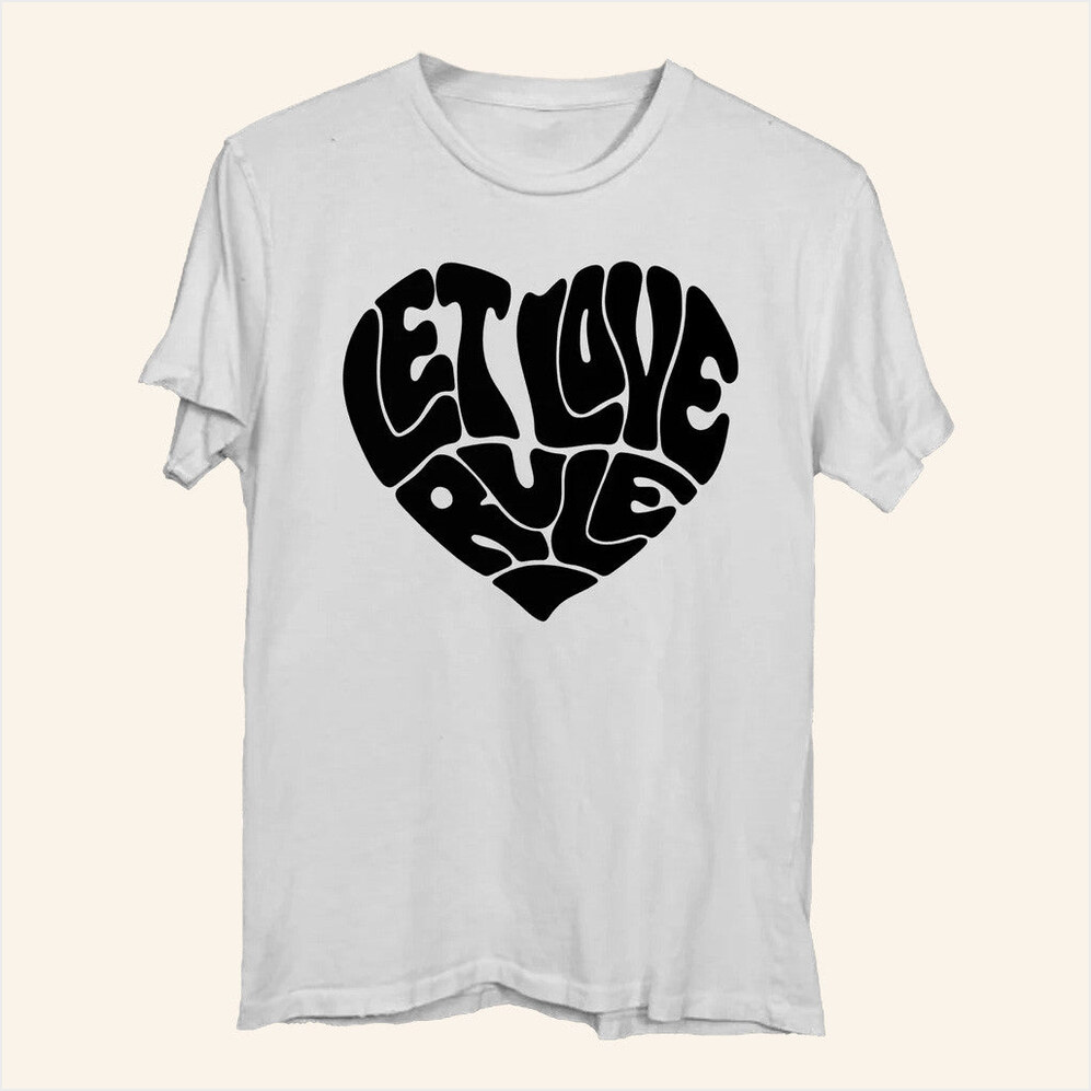 Let Love Rule Heart T-Shirt Lenny Kravitz Merch Unique Gifts For Boyfriend Gifts For Best Friend