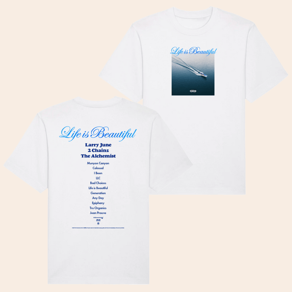 Life Is Beautiful Album T-Shirt Larry June Merch Gifts For Rapper Fans Anniversary Gifts For Men