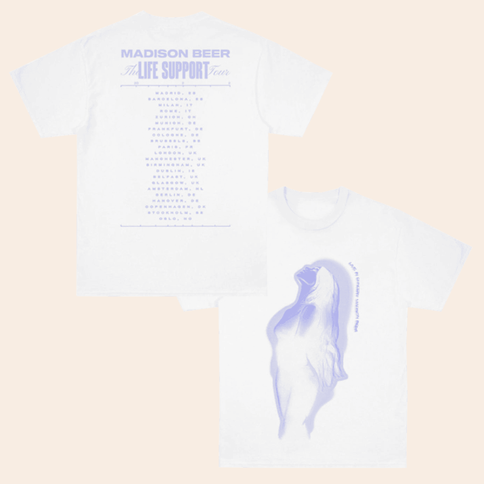 Life Support Tour US Silhouette White T-Shirt Madison Beer Merch Music Fans Birthday Gifts