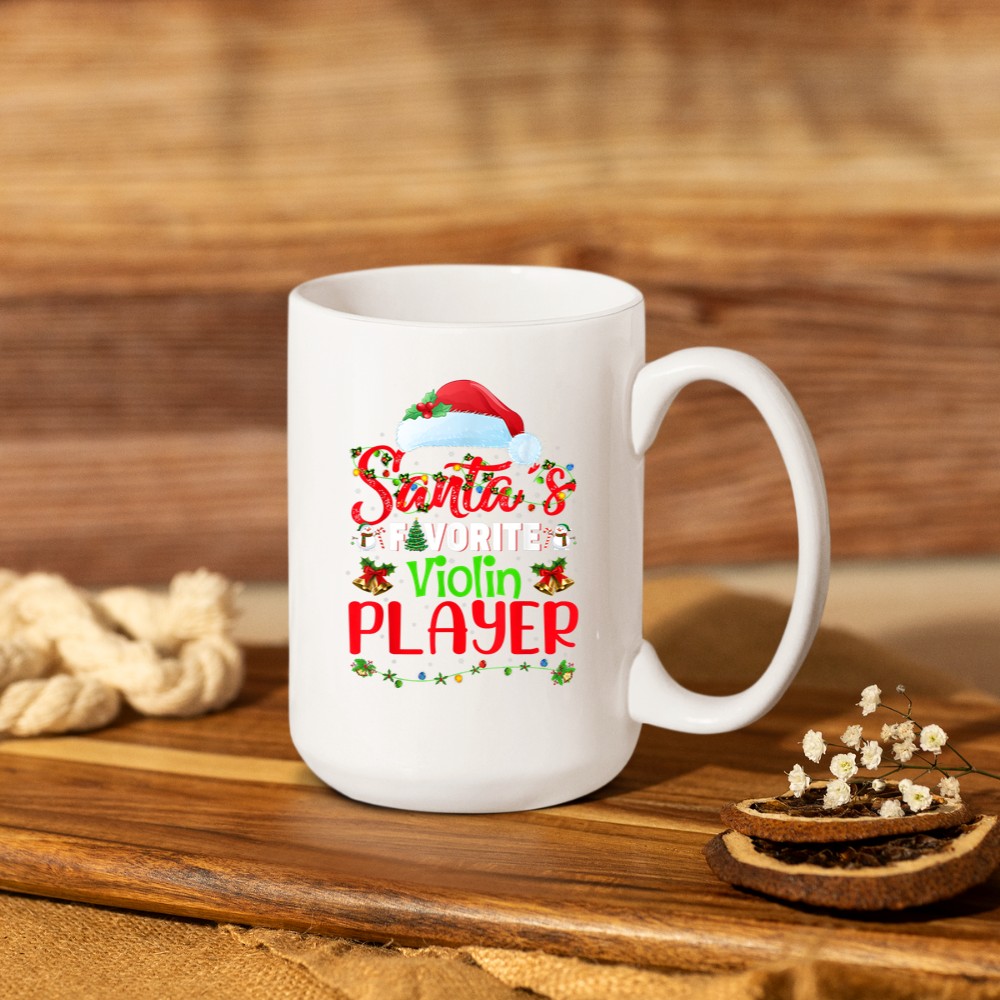 Lighting Xmas Santa's Favorite Violin Player Christmas Mug