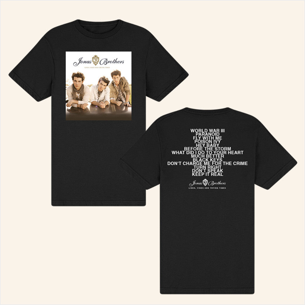 Lines Vines And Trying Times Black T-Shirt Jonas Brothers Tour Merch Gift Ideas For Music Lovers