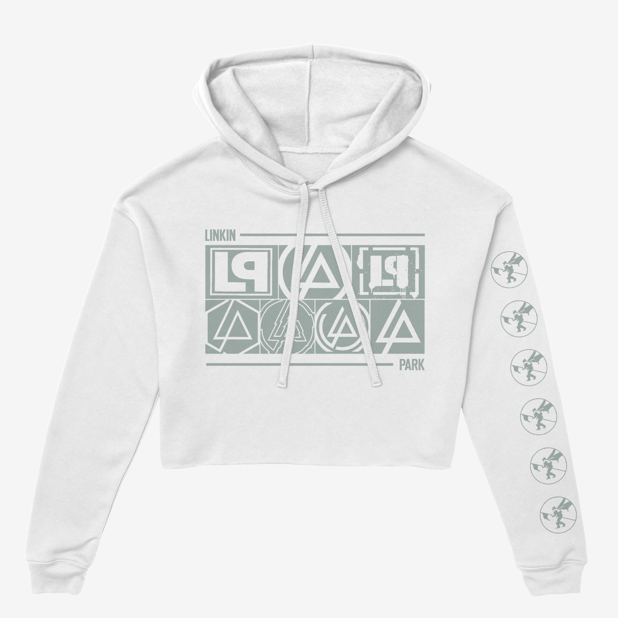 Linkin Park Logo Block Ladies Hoodie White Cropped Tour Merch Gift For Music Lovers