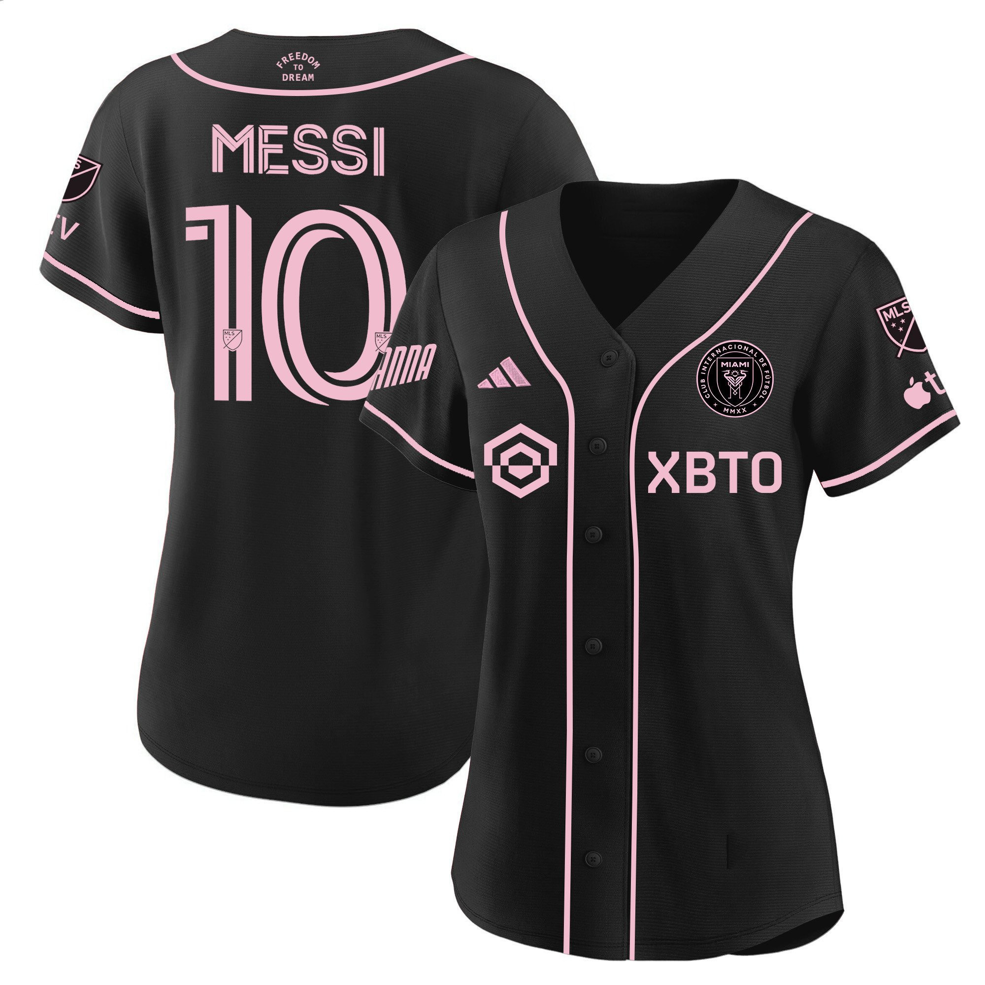 Lionel Messi Inter Miami Baseball Women Jersey - Stitched - Black - JS580