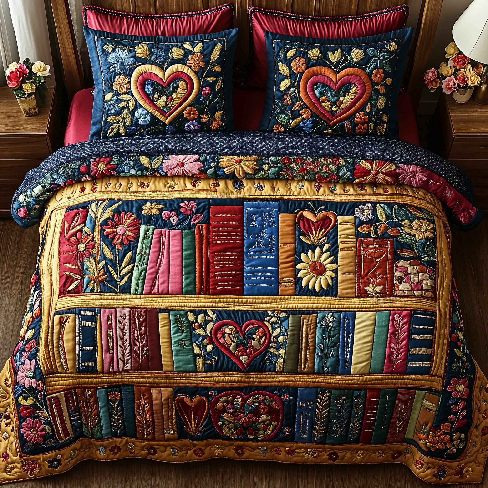 Literary Haven Quilted Bedding Set Duvet Cover Bedspread Set Item Christmas Gifts For Book Lovers