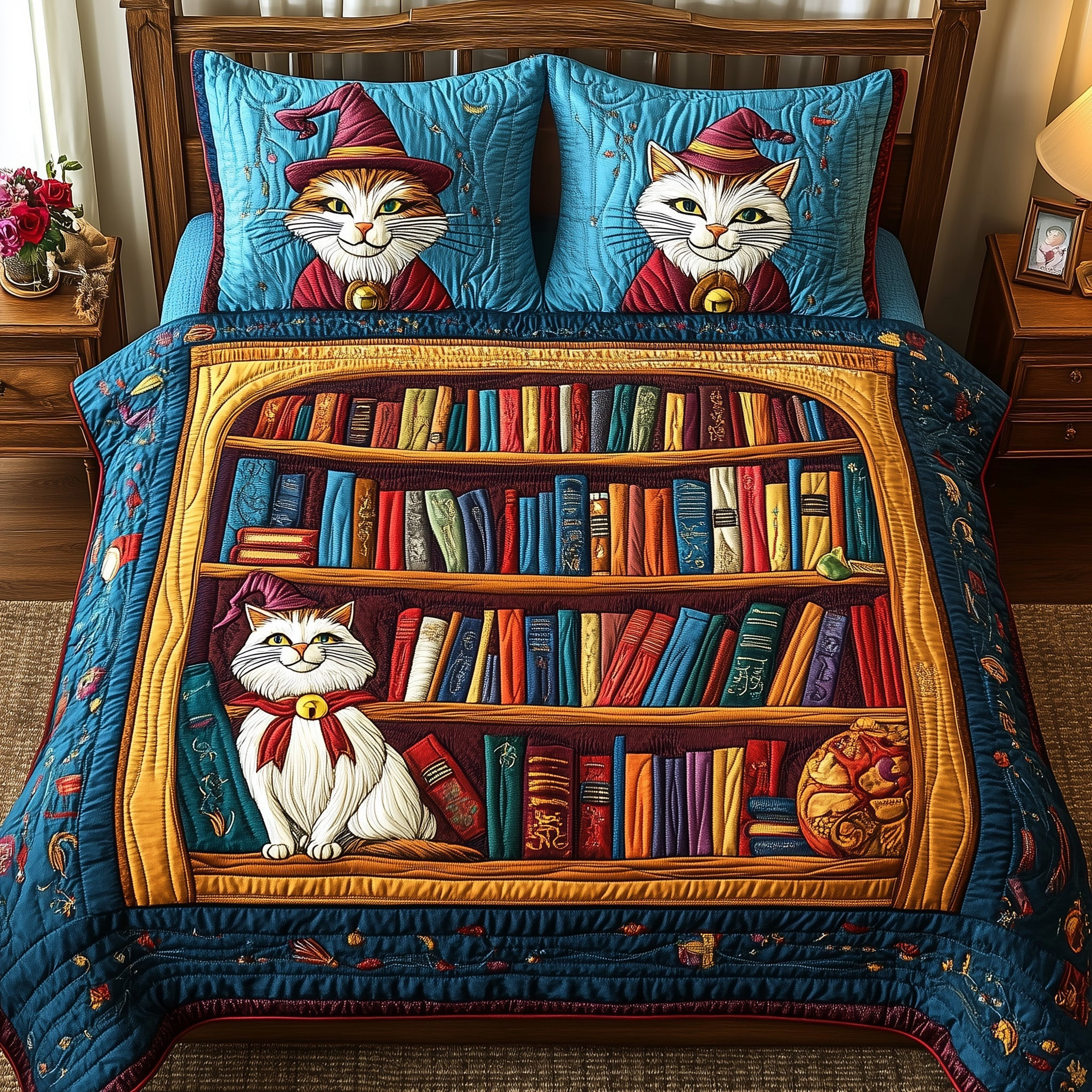 Literary Haven Quilted Bedding Set Duvet Cover Bedspread Set Item Cool Gifts For Readers