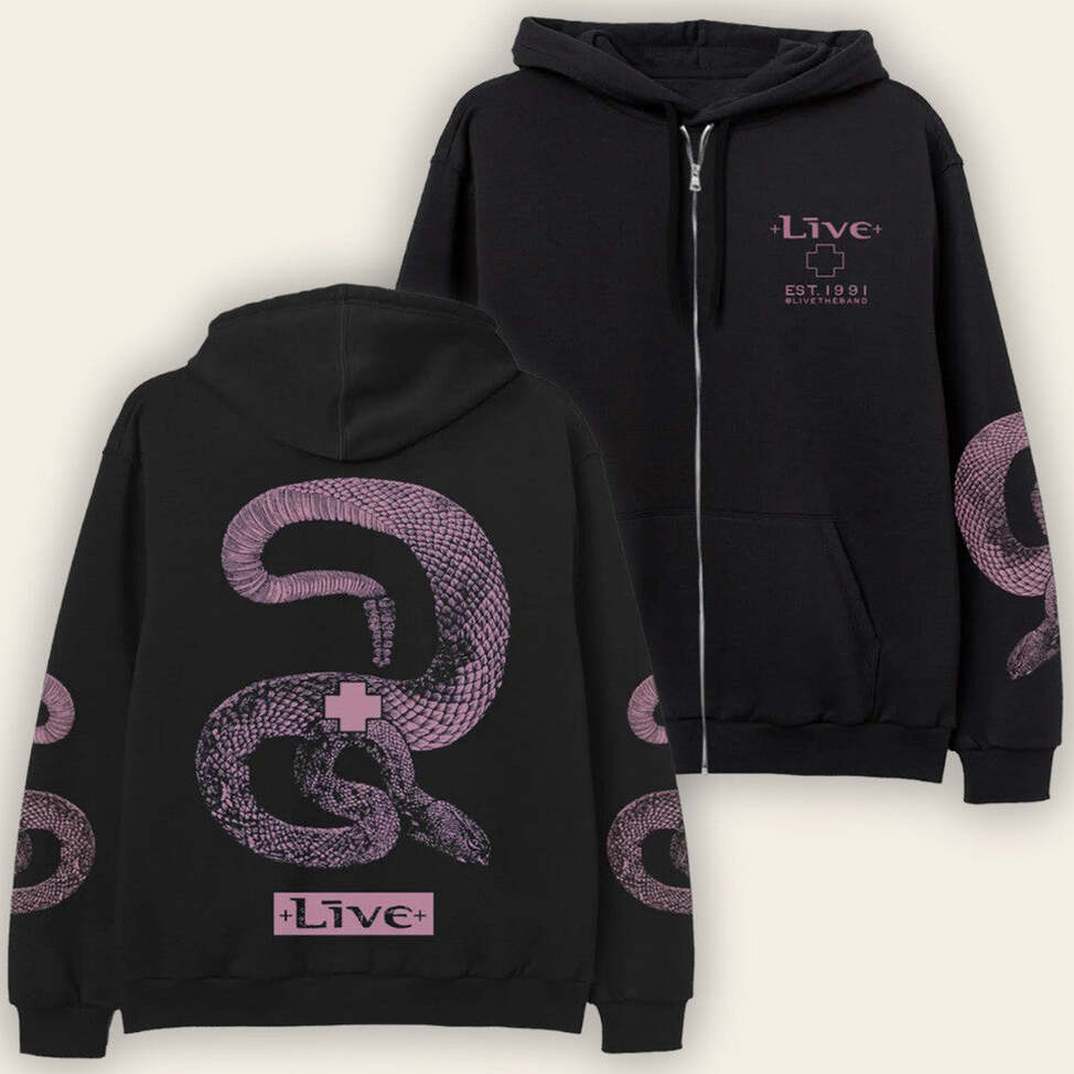Livetheband Merch Black Snake Zip Hoodie Gifts For Husband Birthday Gifts For Fans
