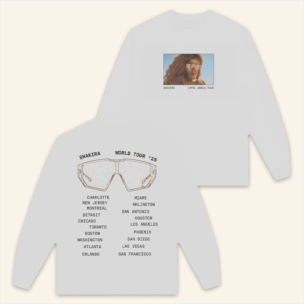 Lmynl World Tour Sunglasses Long Sleeve T-Shirt Shakira Merch Fans Gifts Best Friend Gifts