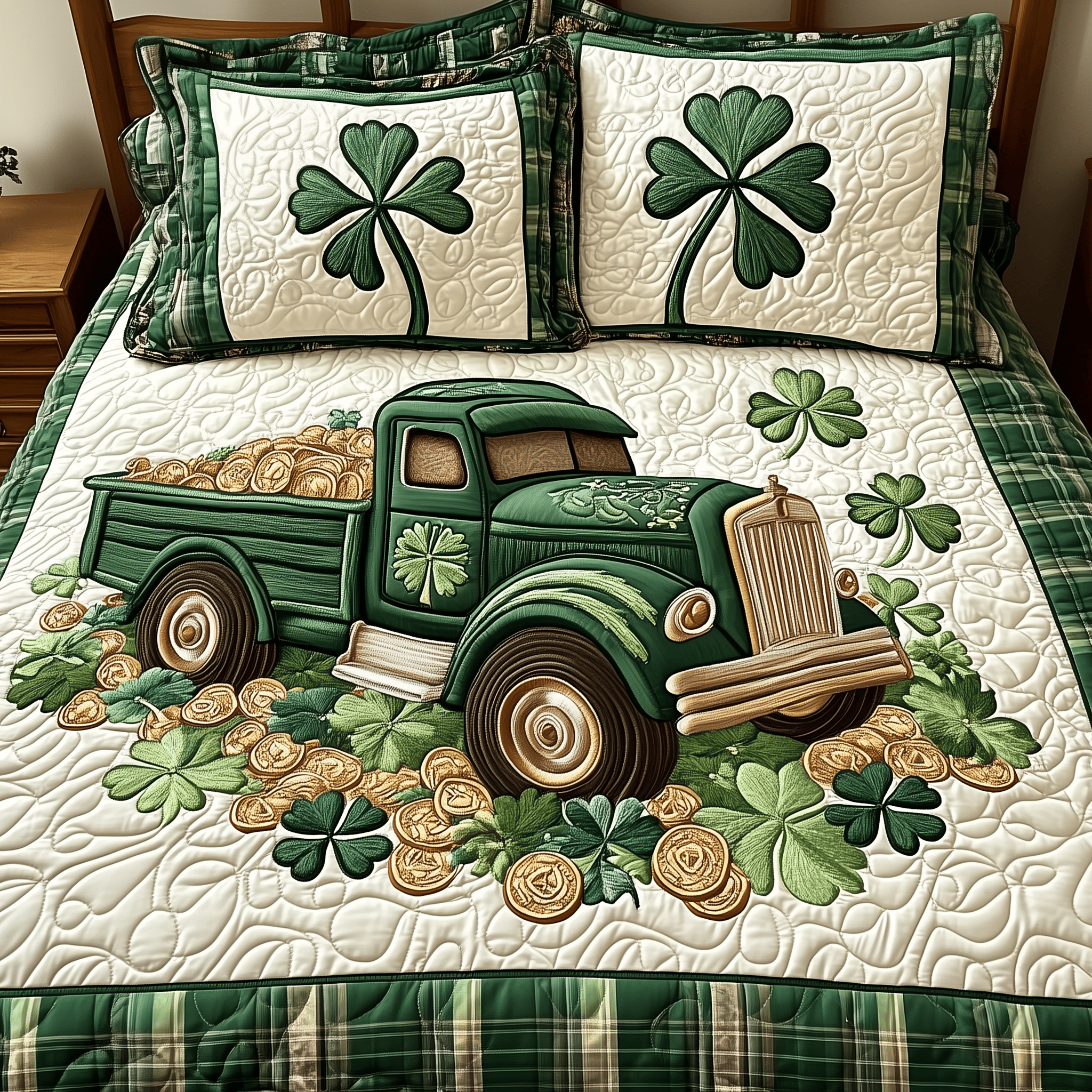 Loads Of Luck Quilted Bedding Set Happy St Patrick's Day Duvet Cover Good Gifts For Him Ireland
