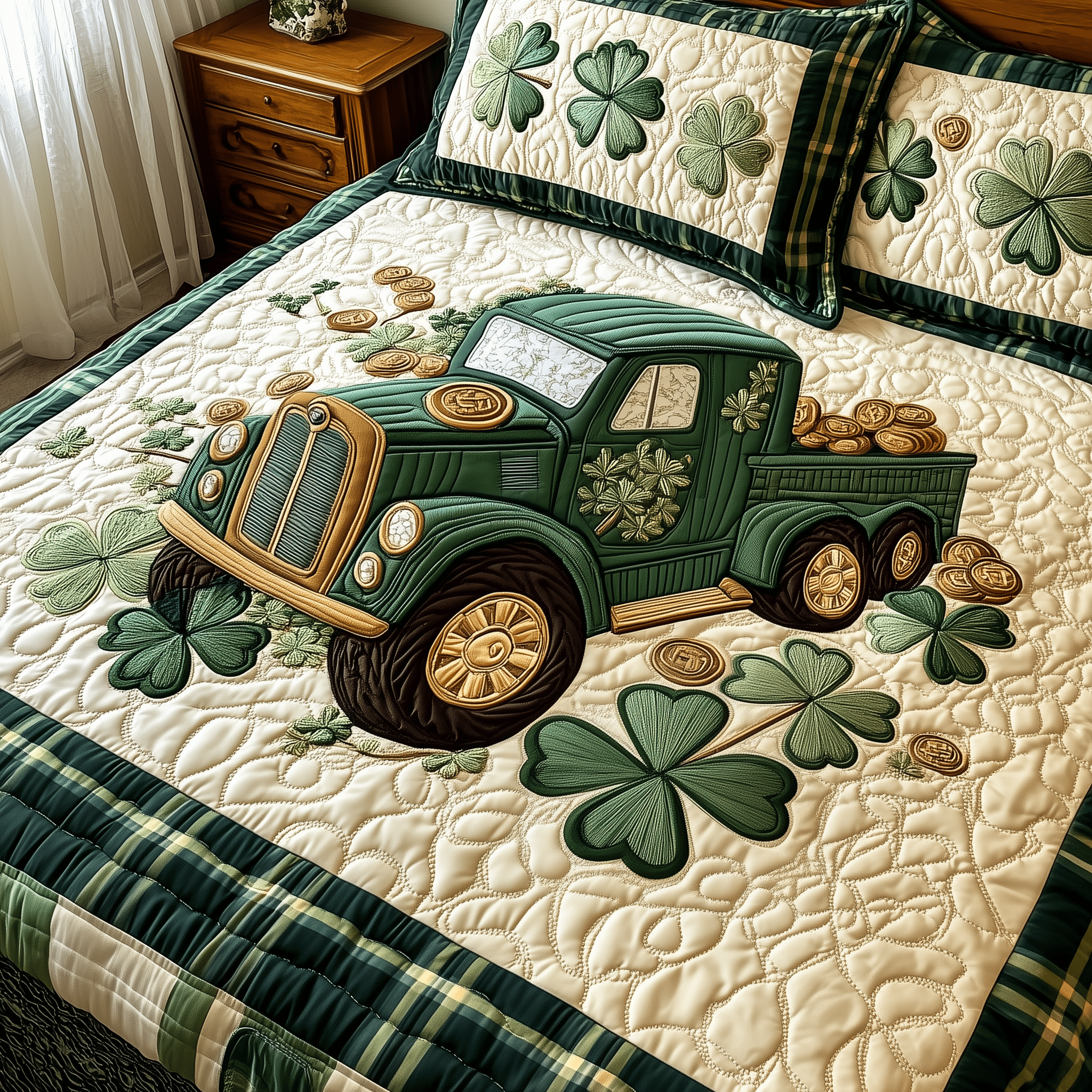 Loads Of Luck Quilted Bedding Set St Patrick's Day Duvet Cover Irish Gifts For Him