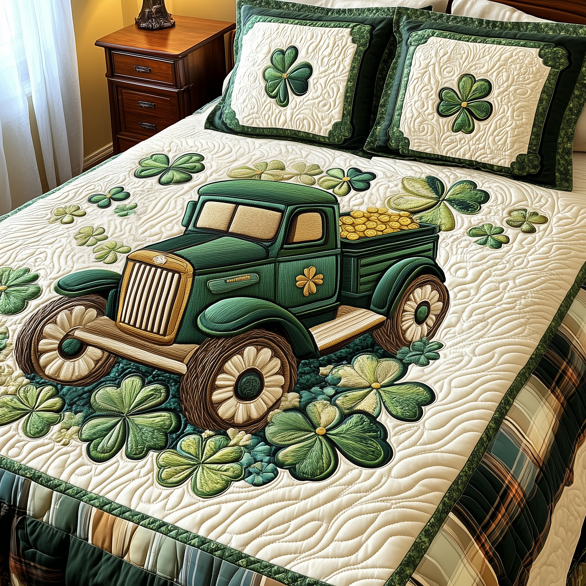 Loads Of Luck Quilted Bedding Set St Patrick's Day Duvet Cover Unique Irish Gifts