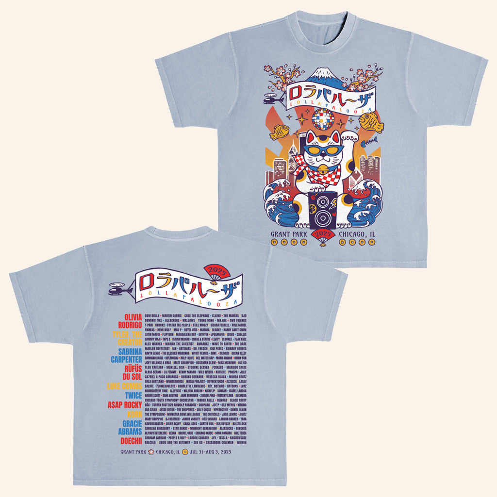 Lollapalooza Merch 2025 Artist Lucky Cat T-Shirt Gift Ideas For Friends