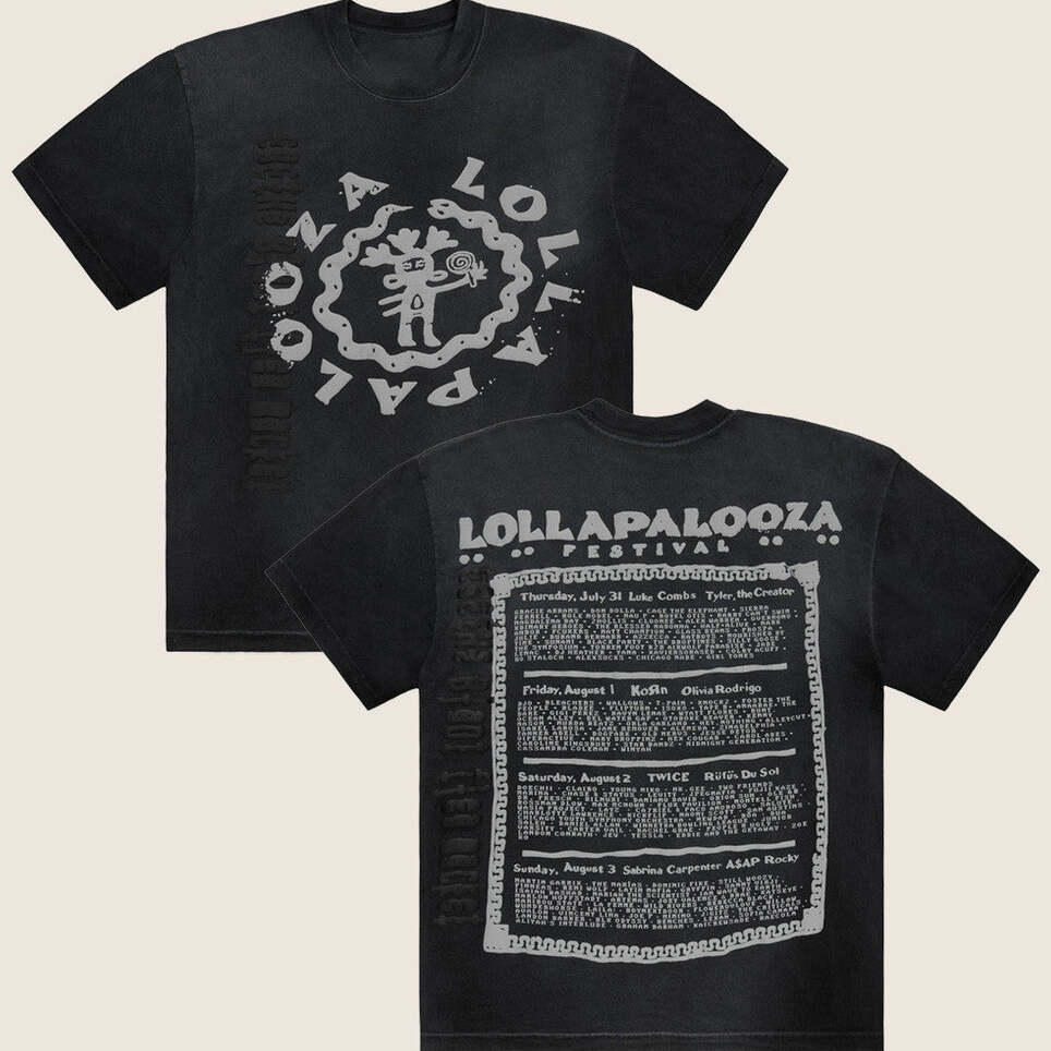 Lollapalooza Merch Artist 2025 Lollapalooza x Cactus Plant Flea Market Black T-Shirt