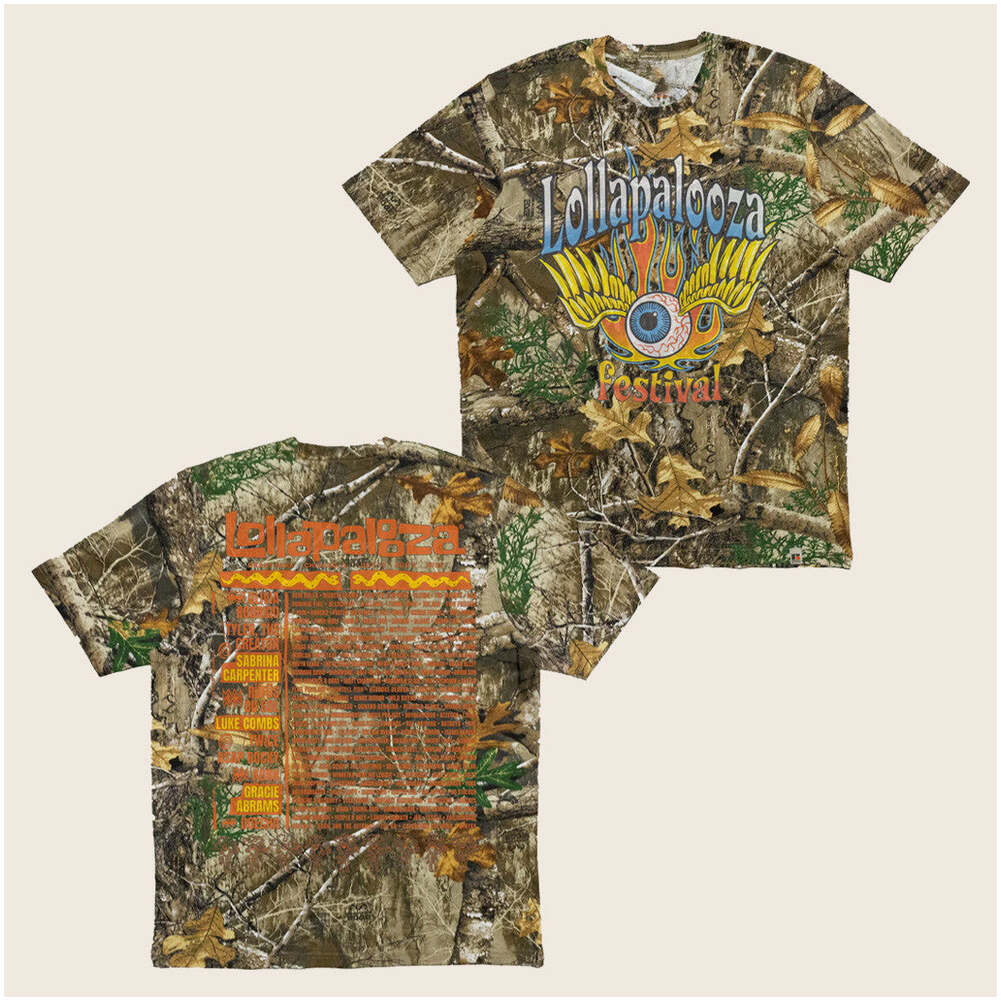 Lollapalooza Merch Flaming Eye Camo T-Shirt Best Gifts For Boyfriend Birthday Gifts For Friends