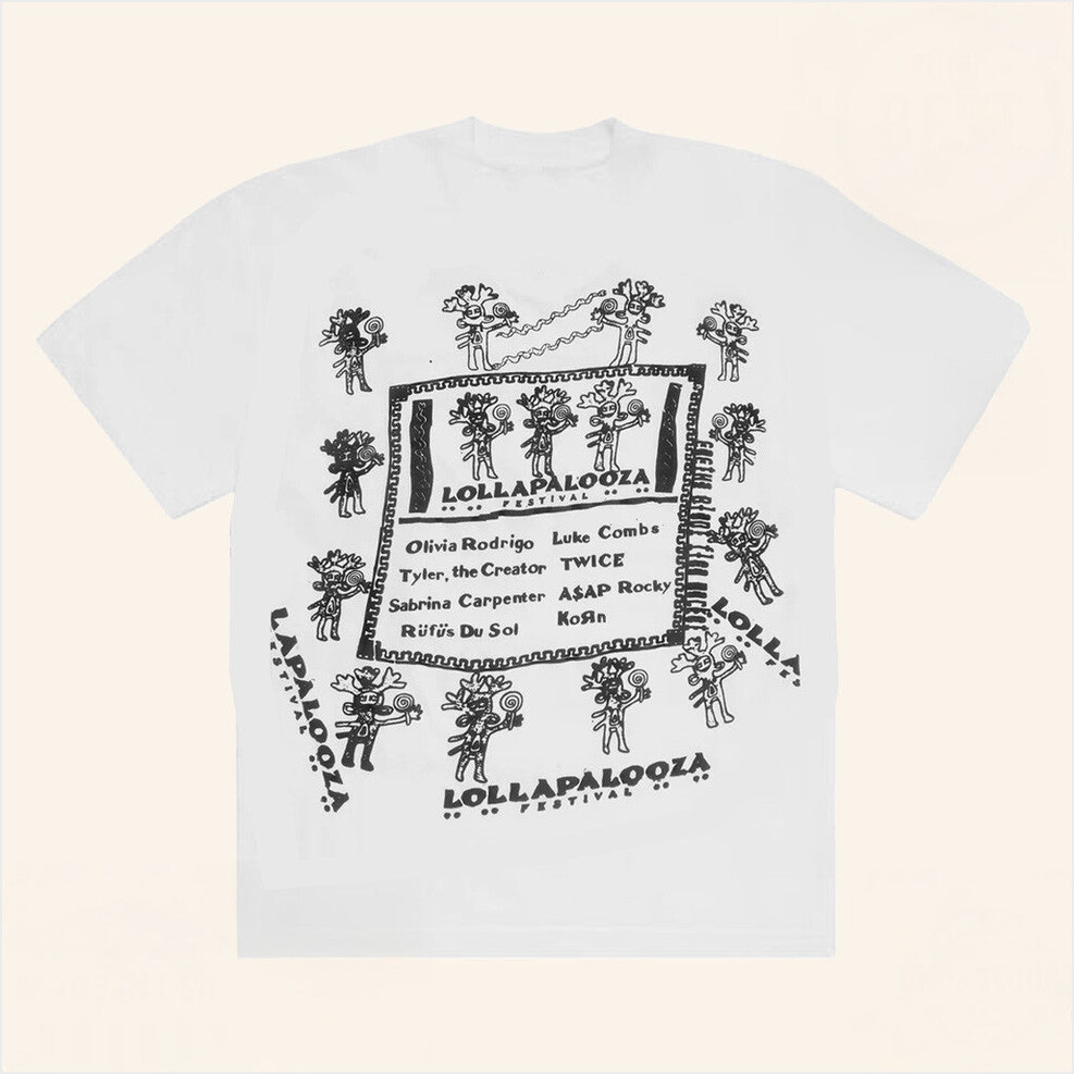 Lollapalooza X Cactus Plant Flea Market White T-Shirt Lollapalooza Merch Him Birthday Gifts
