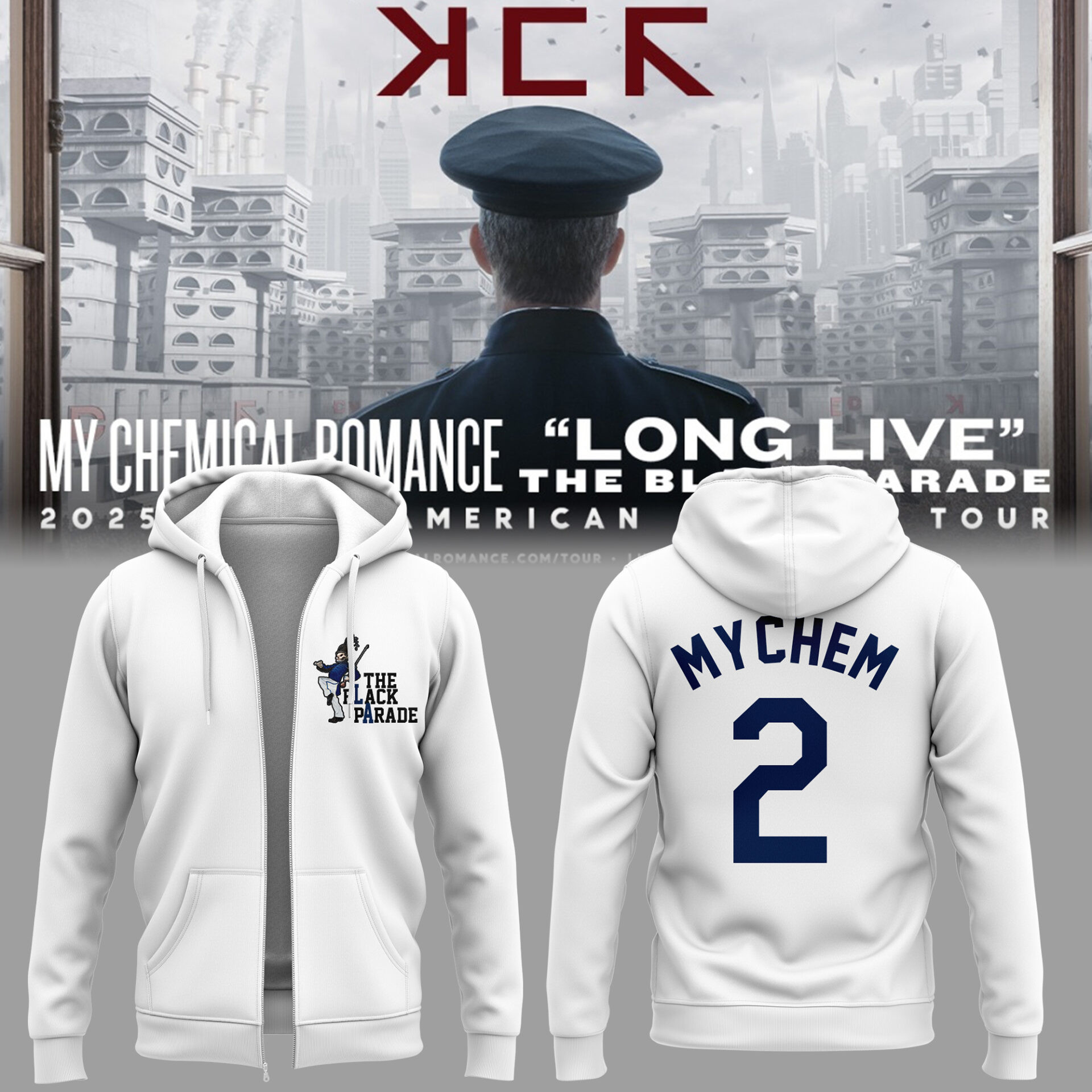 Long Live The Black Parade Tour 2025 X La Zip Hoodie Gift For Baseball Fans