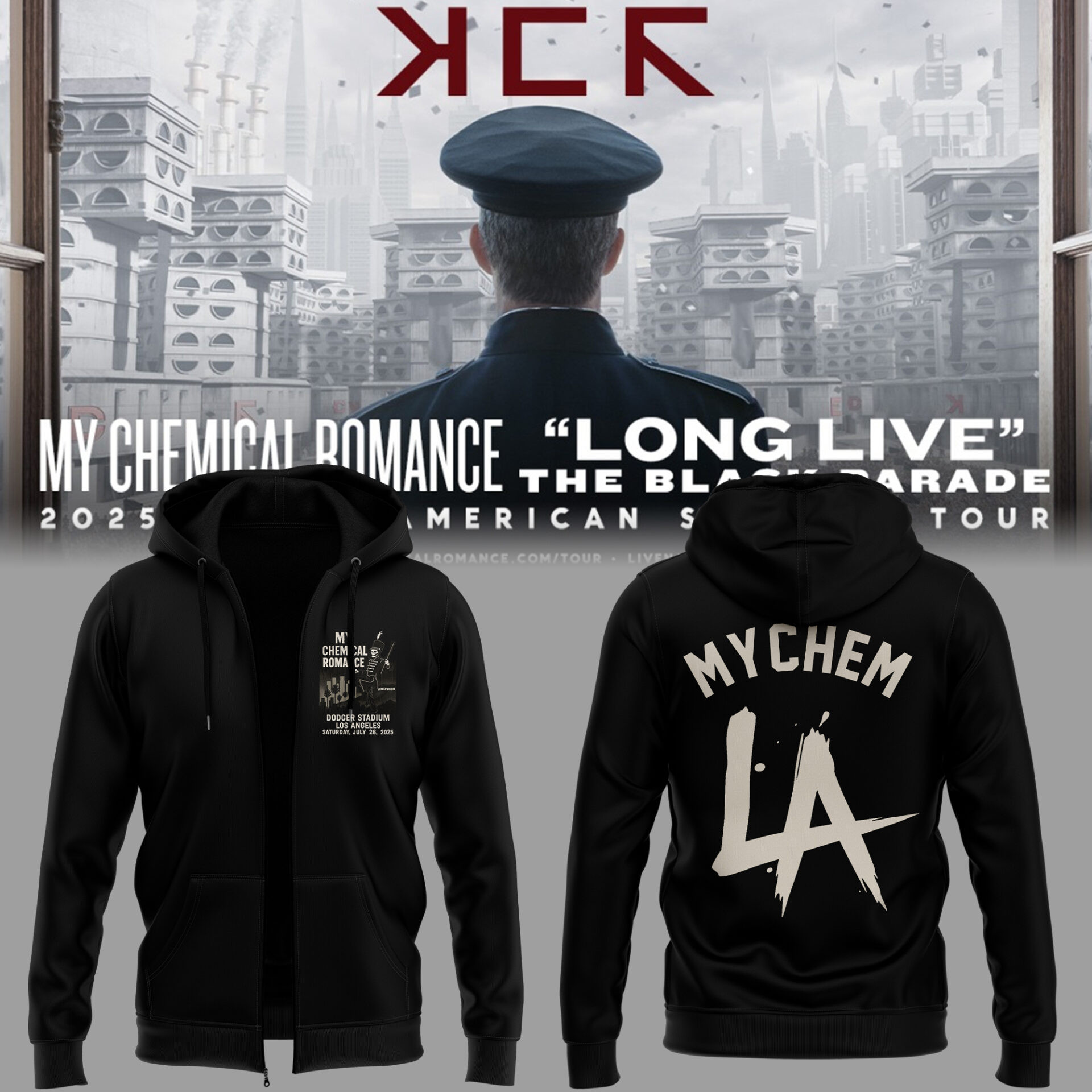 Long Live The Black Parade Tour 2025 X La Zip Hoodie Gift For LA Dodgers Fans