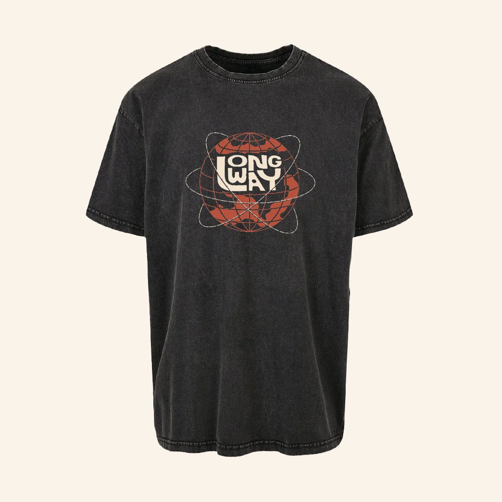Long Way Merch Long Way Globe Black Acid Wash T-Shirt Gifts For Dad