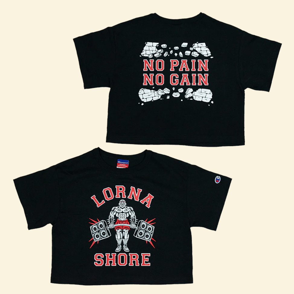 Lorna Shore No Pain No Gain Champion Womens Cropped T-Shirt Lorna Shore Merch Mothers Day Gifts