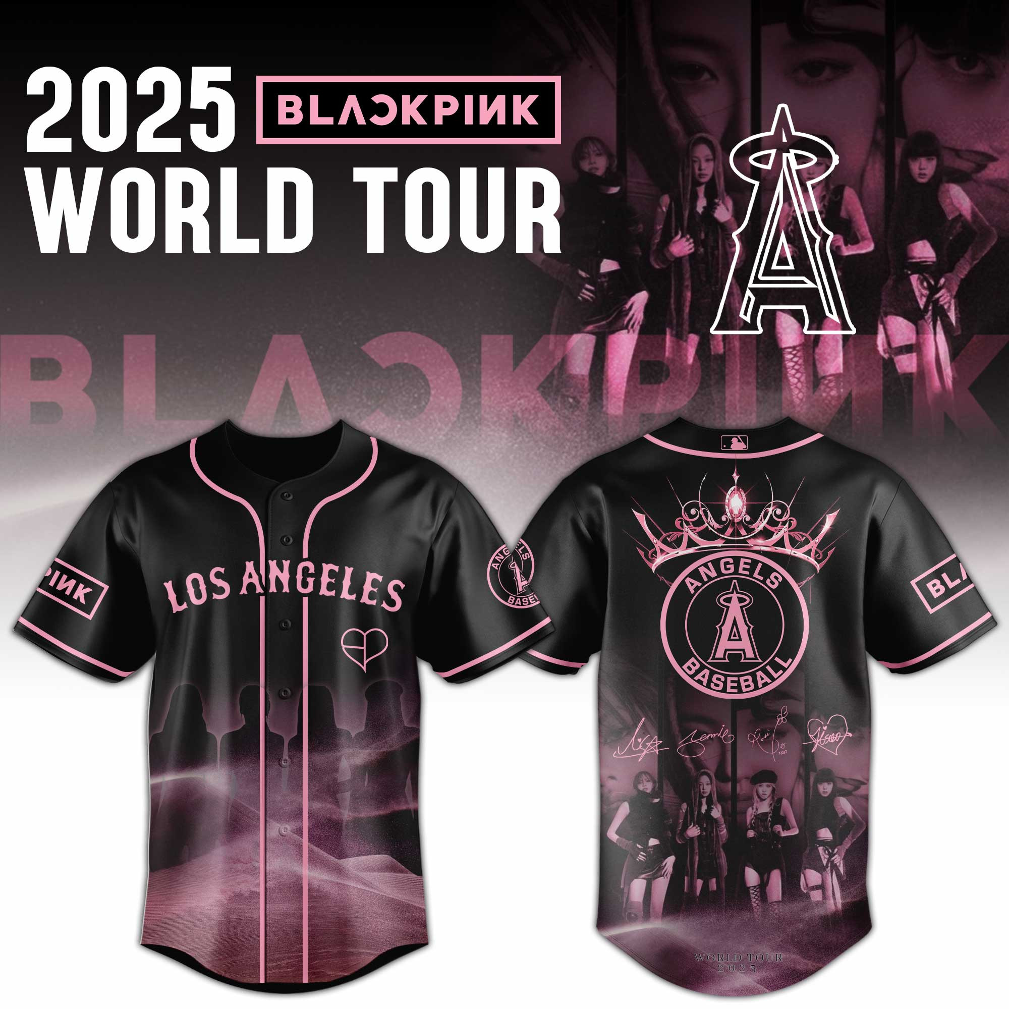 Los Angeles Angels Mlb X Black Pink World Tour Baseball Jersey For Fans