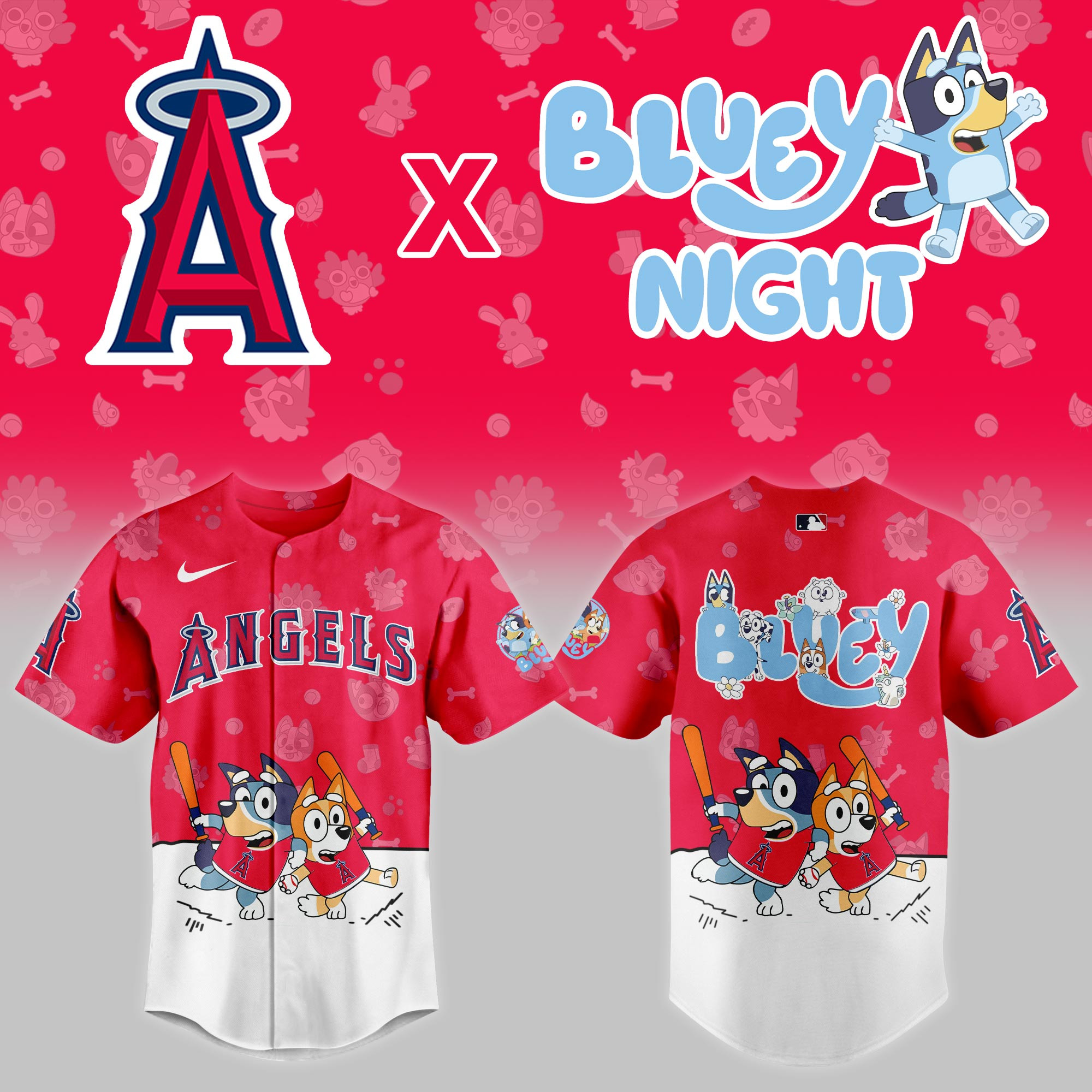 Los Angeles Angels Mlb X Bluey Night Baseball Jersey For Fan