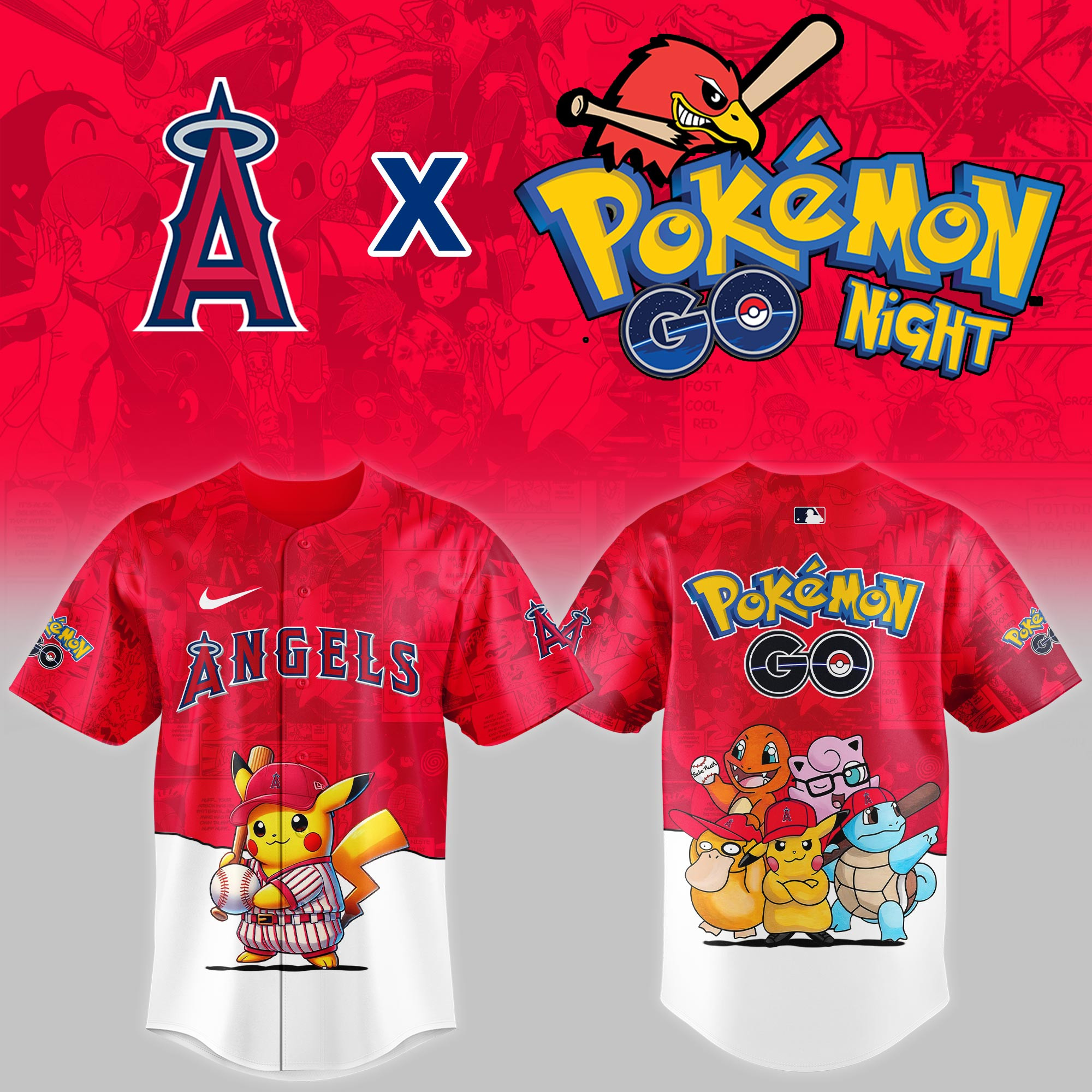 Los Angeles Angels Mlb X Pokemon Go Night Baseball Jersey For Fan