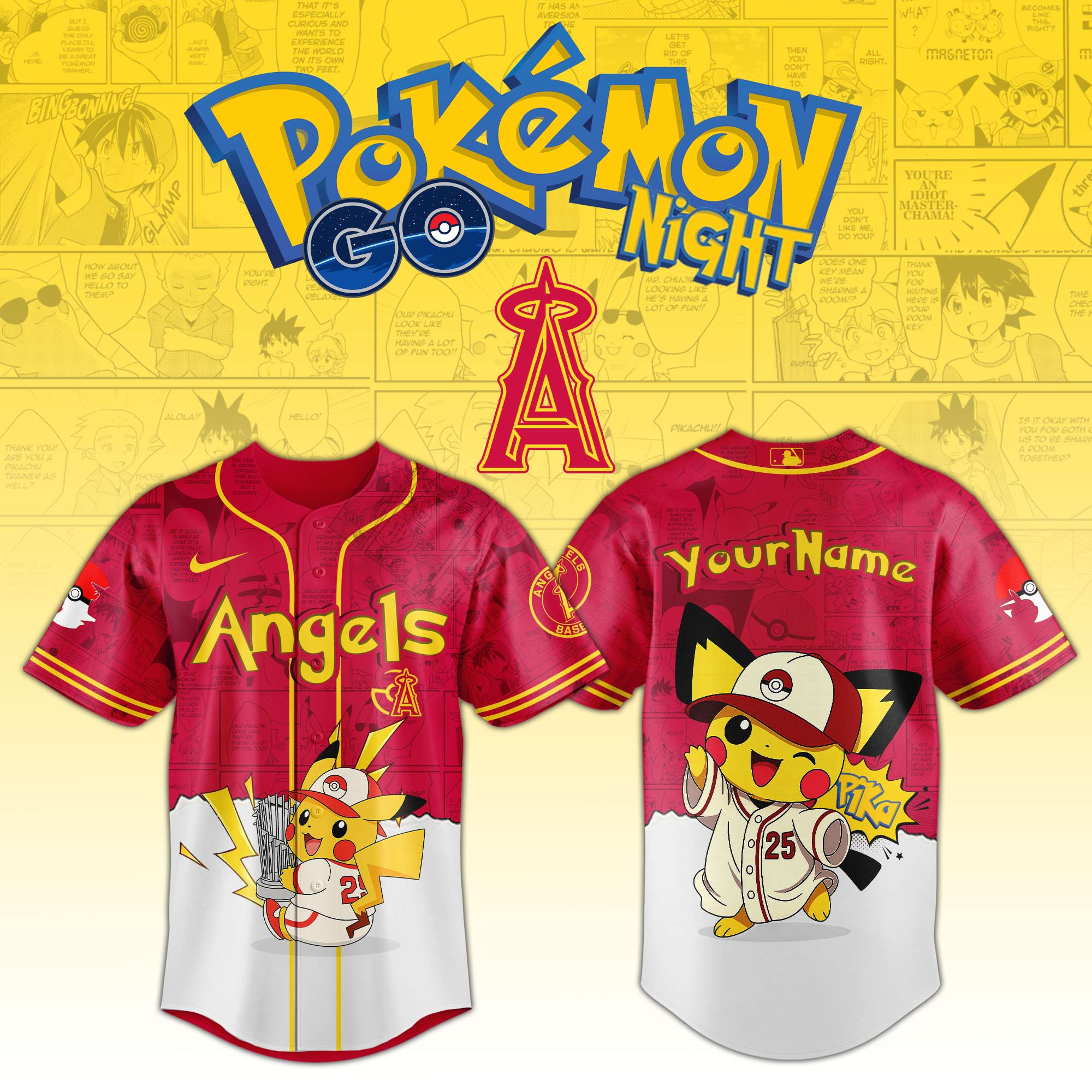 Los Angeles Angels Mlb X Pokemon Go Night Personalized Baseball Jersey For Fans