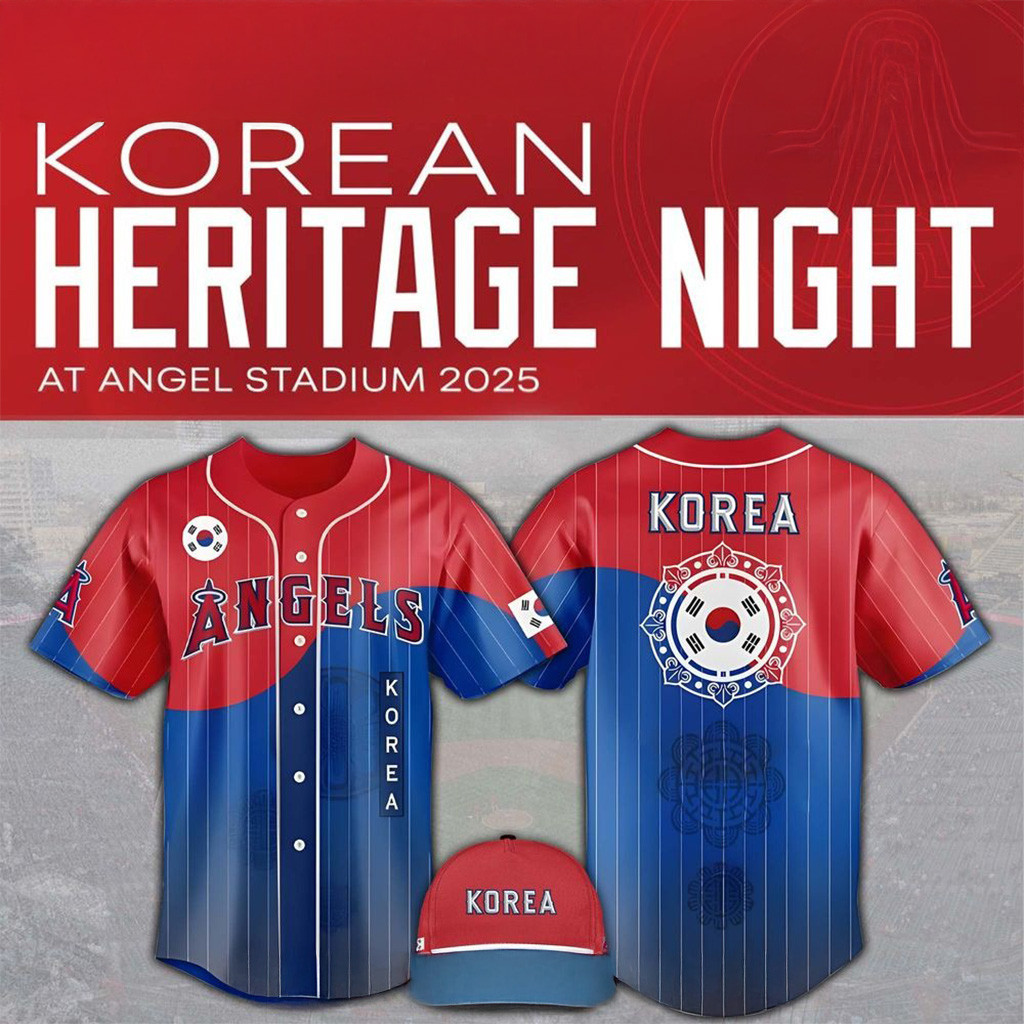 Los Angeles Angels x Korean Heritage Night Jersey 2025 Los Angeles Angels Merch For Fan