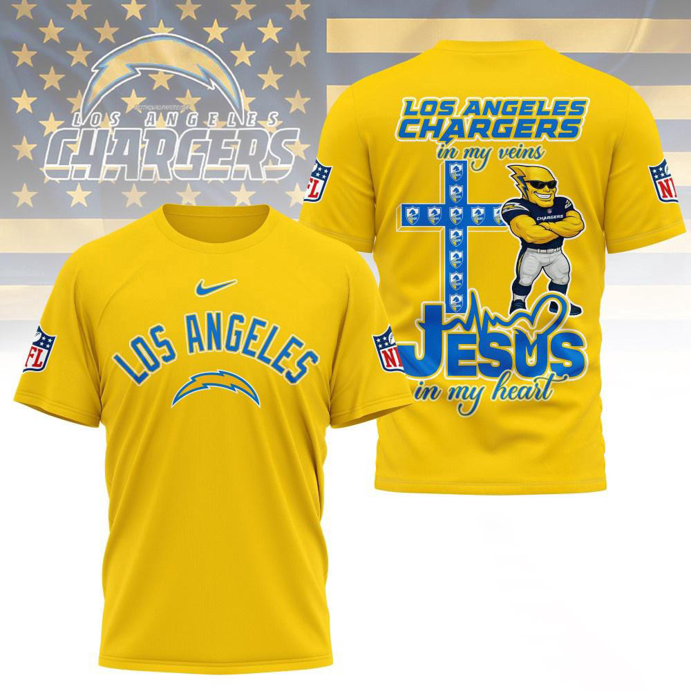 Los Angeles Chargers In My Veins In My Heart All Over Print Shirt Presents For Football Lovers