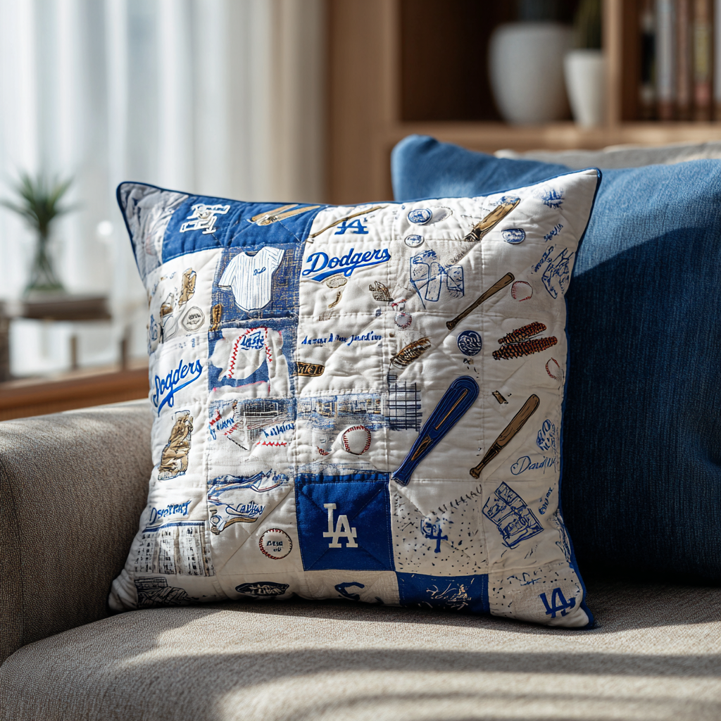 Los Angeles Dodgers Baseball Quilted Pillow Case Gift For Fans