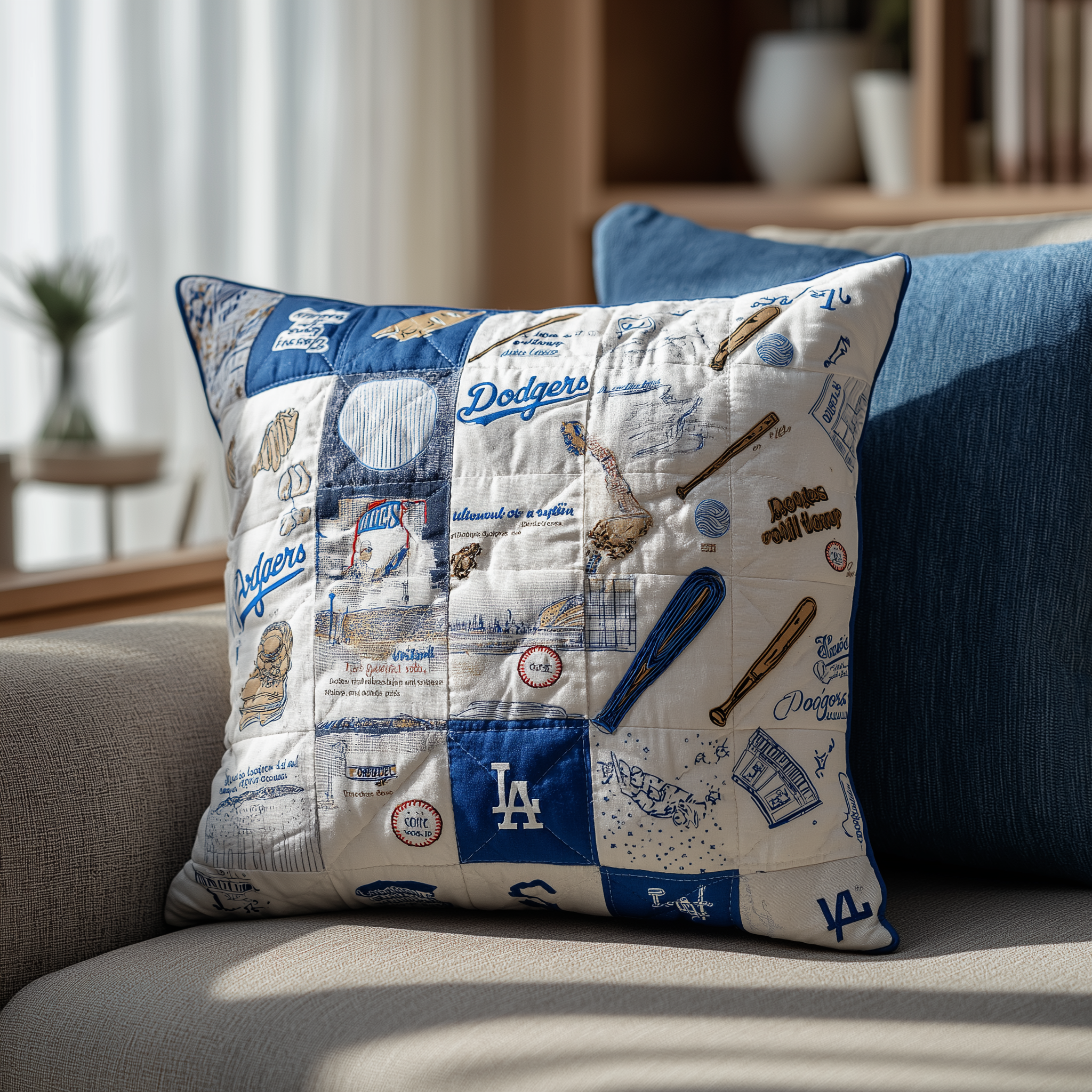 Los Angeles Dodgers Baseball Quilted Pillow Case Gift For Her