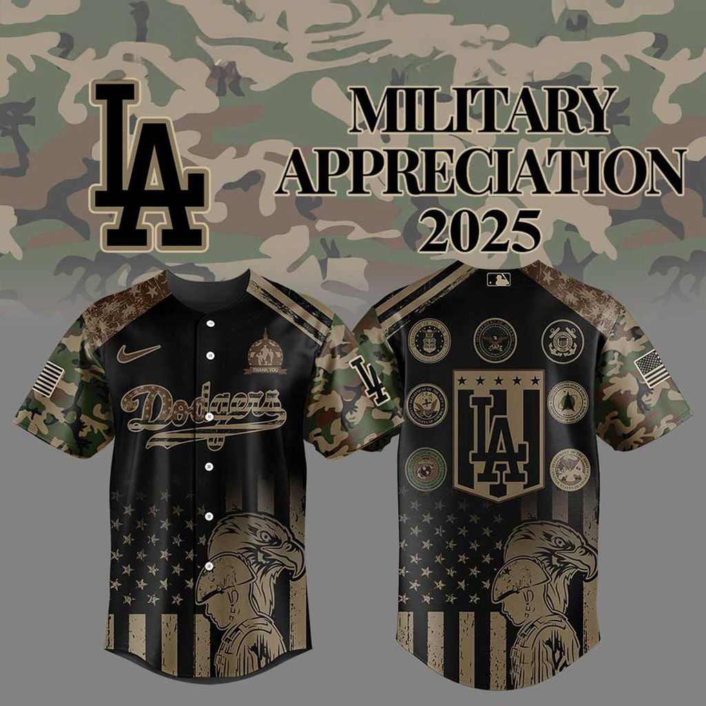 Los Angeles Dodgers Celebrating Military Day Jersey Los Angeles Dodgers Merch Gifts For Veterans_