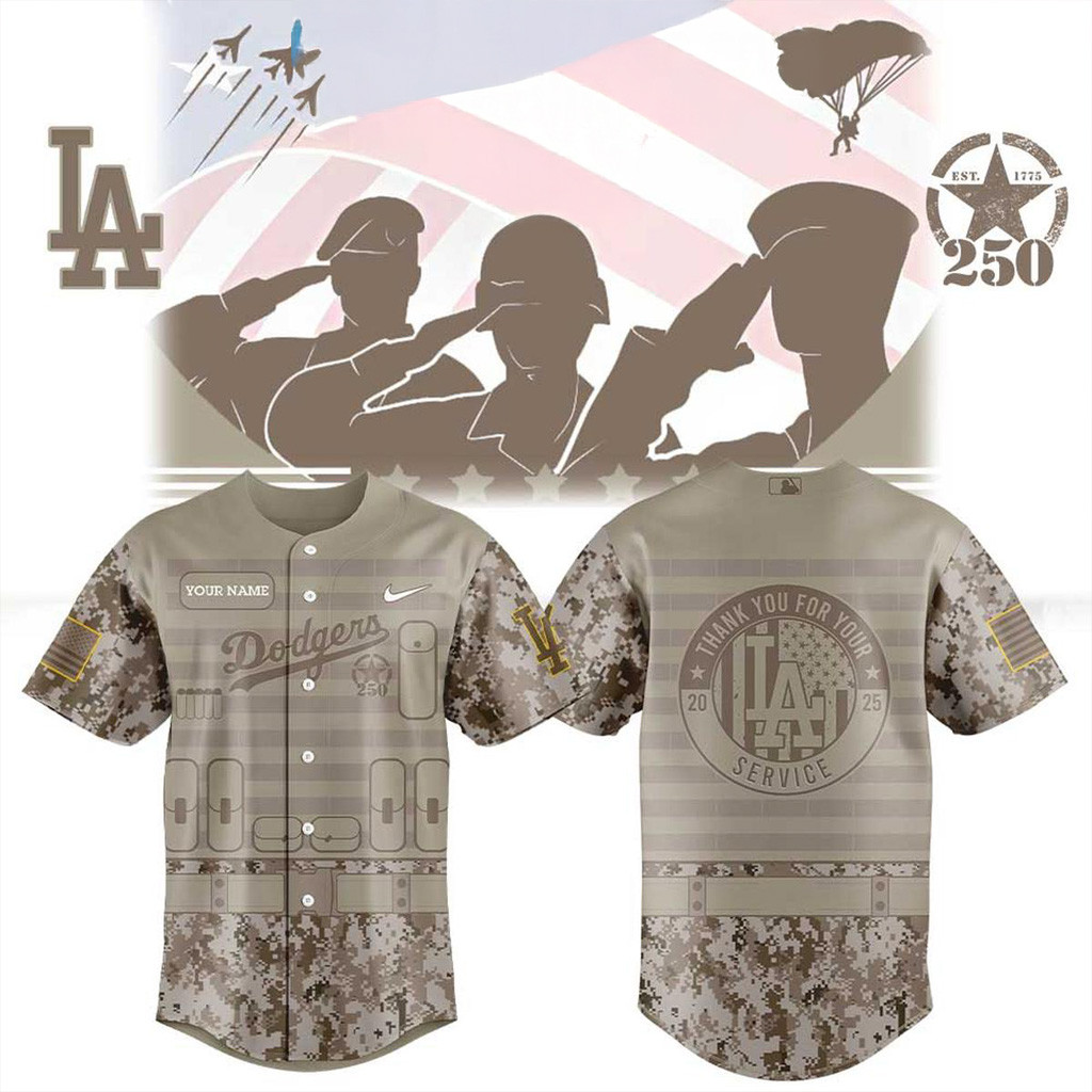 Los Angeles Dodgers Military Appreciation 250Th Anniversary 2025 Jersey Dodgers Merch