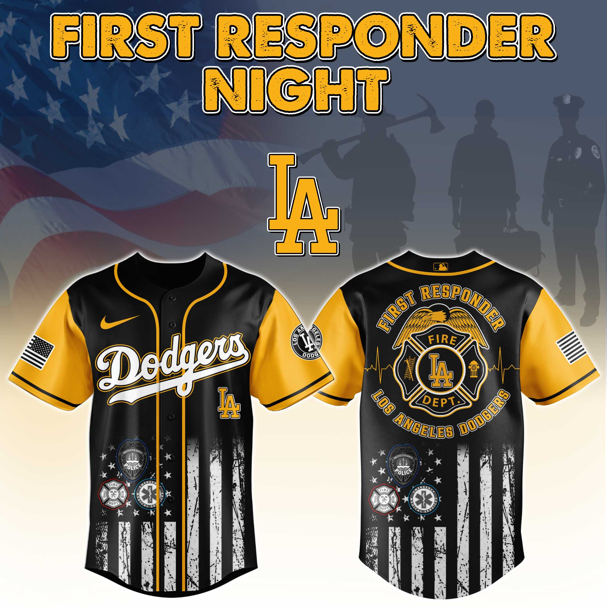 Los Angeles Dodgers Mlb X First Responders Night Jersey Limited Edition
