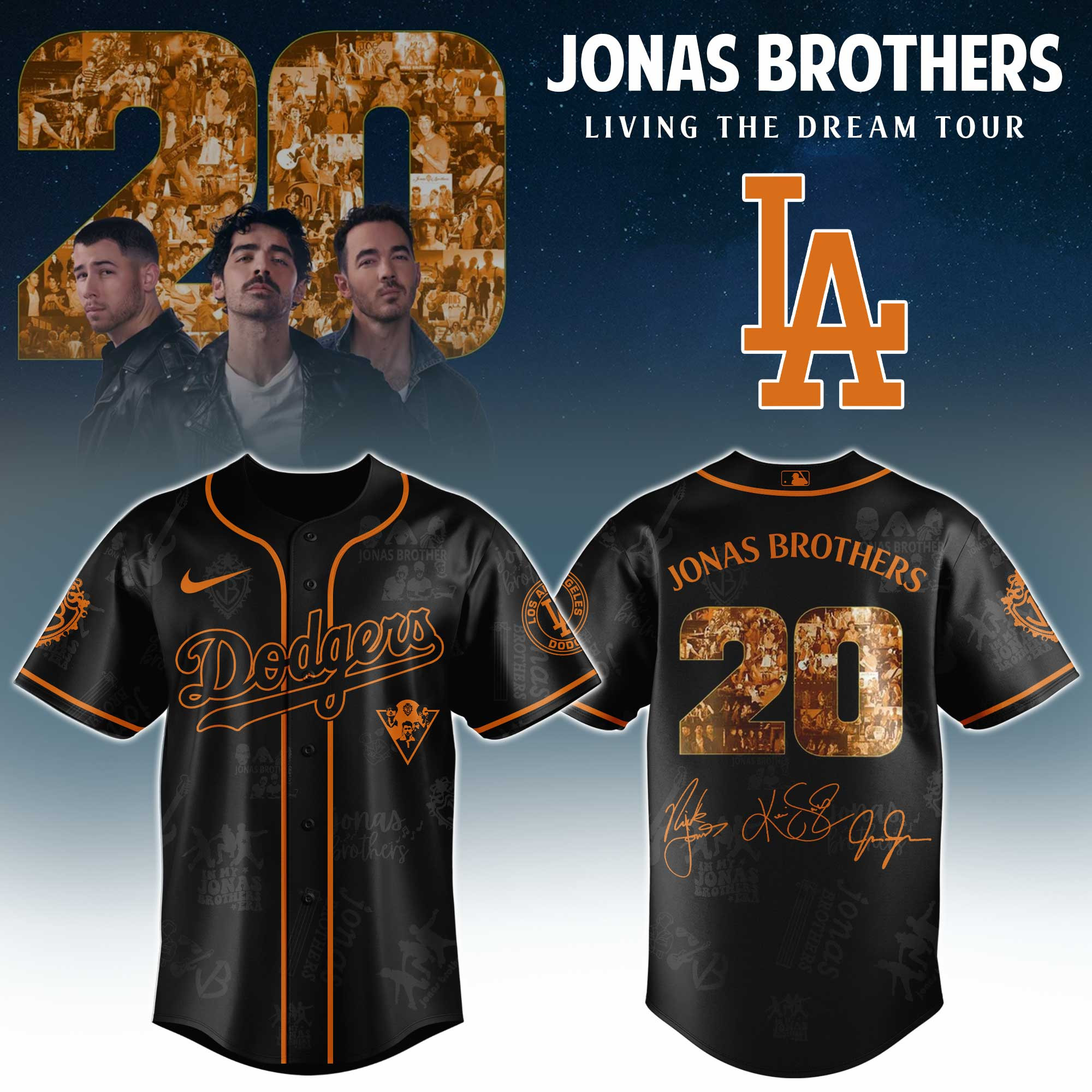 Los Angeles Dodgers Mlb X Jonas Brothers Tour Personalized Baseball Jersey For Fans