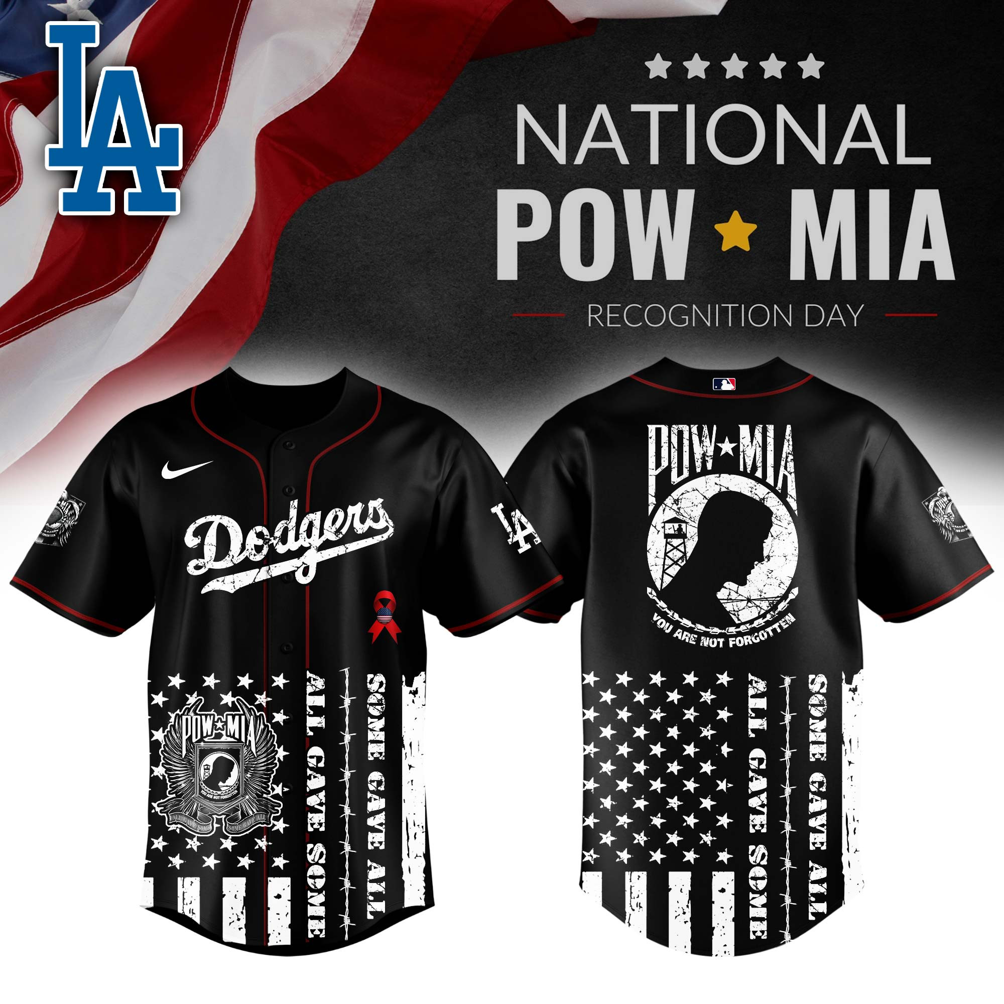 Los Angeles Dodgers Mlb X National Powmia Recognition Day Baseball Jersey For Fans
