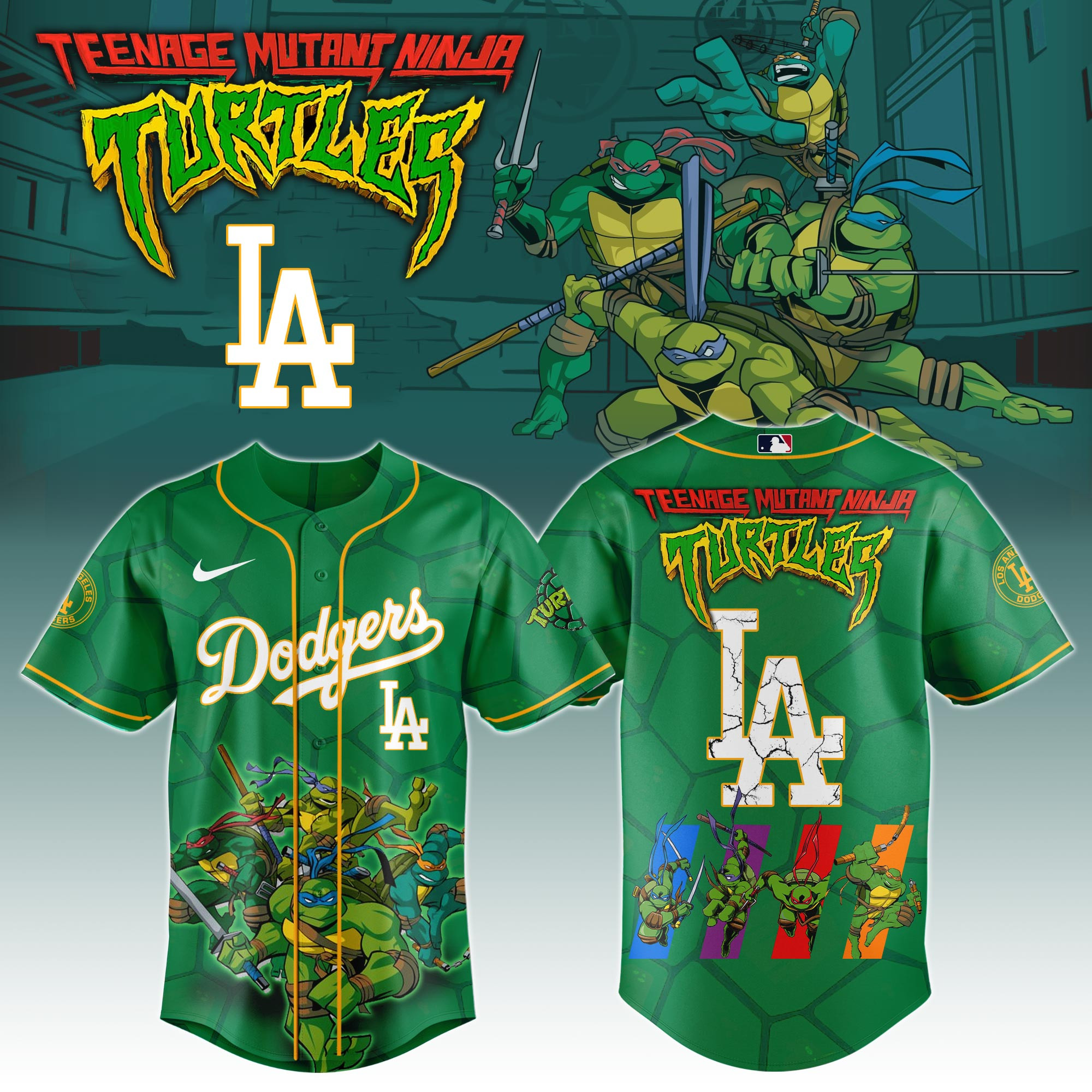 Los Angeles Dodgers Mlb X Ninja Turtles Jersey Gift For Turtles Fans