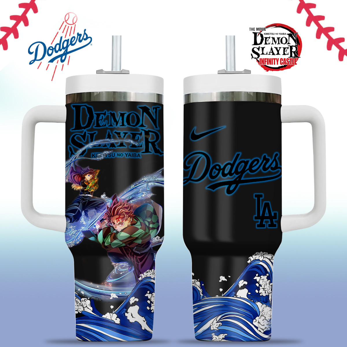 Los Angeles Dodgers Vs Demon Slayer Tanjiro tumbler For Fans
