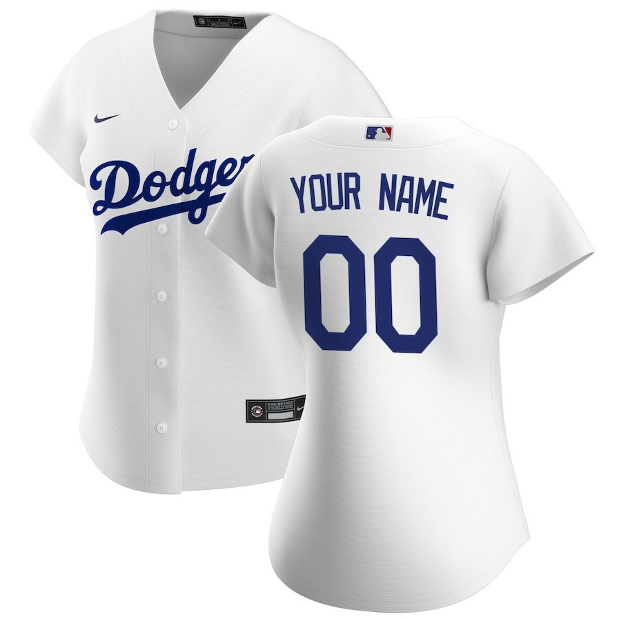 Los Angeles Dodgers Women's Home Custom Jersey - White - JS925