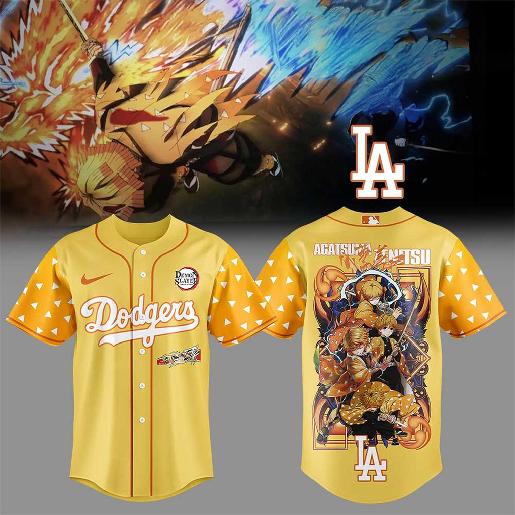 Los Angeles Dodgers X Agatsuma Zenitsu Demon Slayer Jersey Los Angeles Dodgers Merch