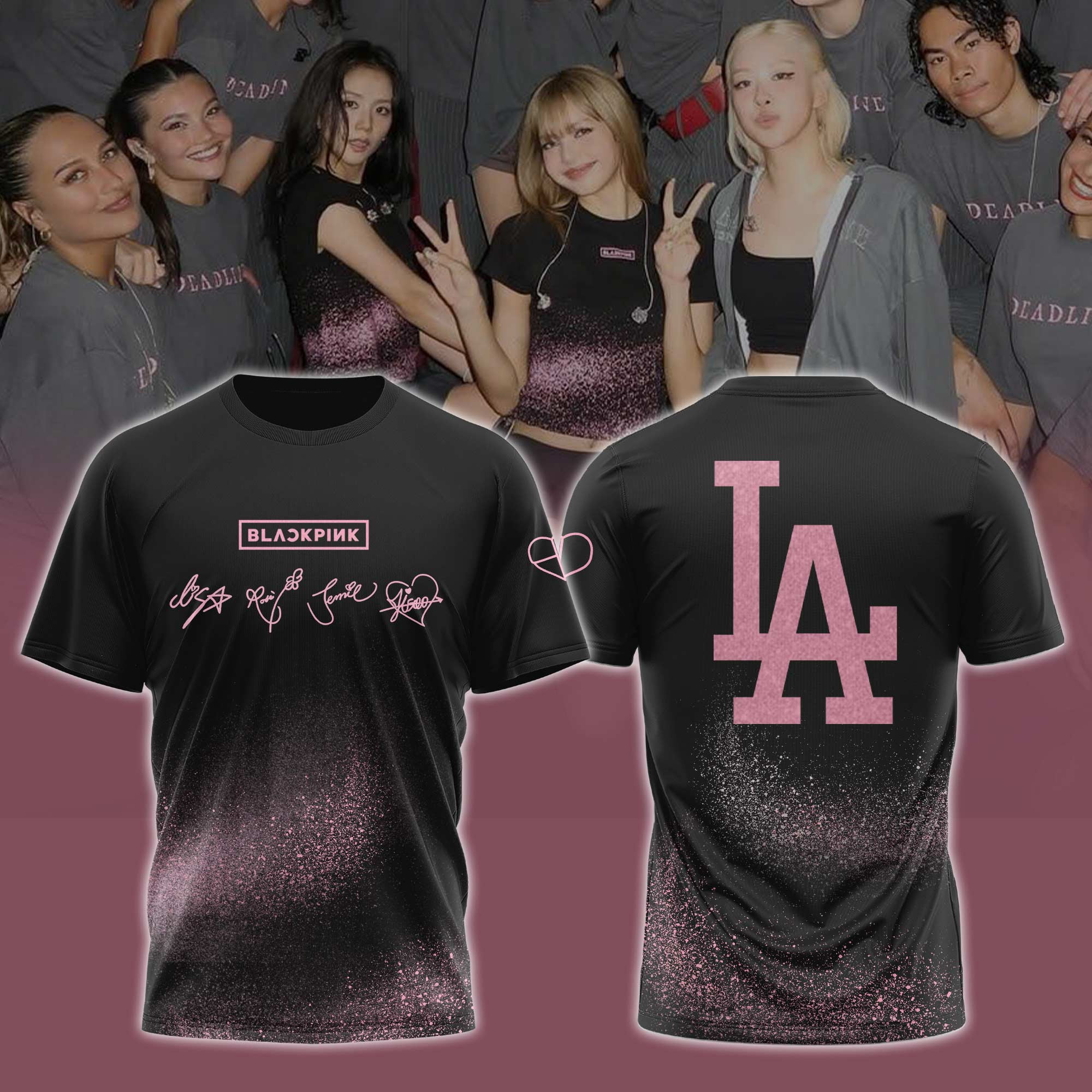 Los Angeles Dodgers X Black Pink T-Shirt 2025 Gifts For Baseball Lovers