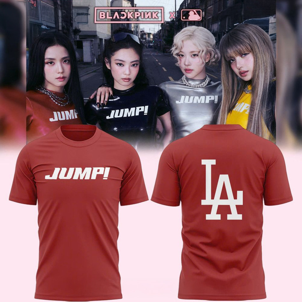 Los Angeles Dodgers x Blackpink Jump For Fans Red Shirt Dodgers Merch Gifts For Friends