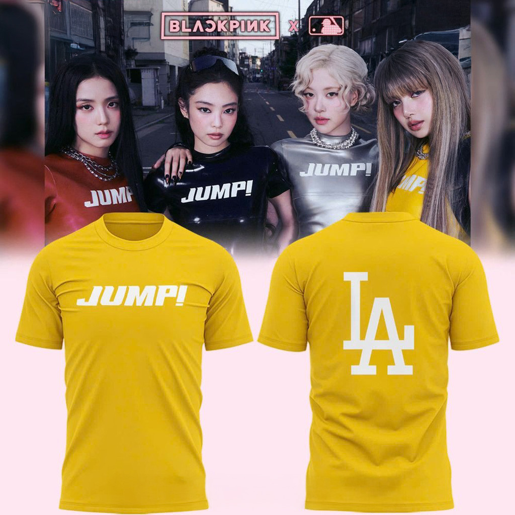 Los Angeles Dodgers x Blackpink Jump For Fans Yellow Shirt Dodgers Merch Gifts For Women's