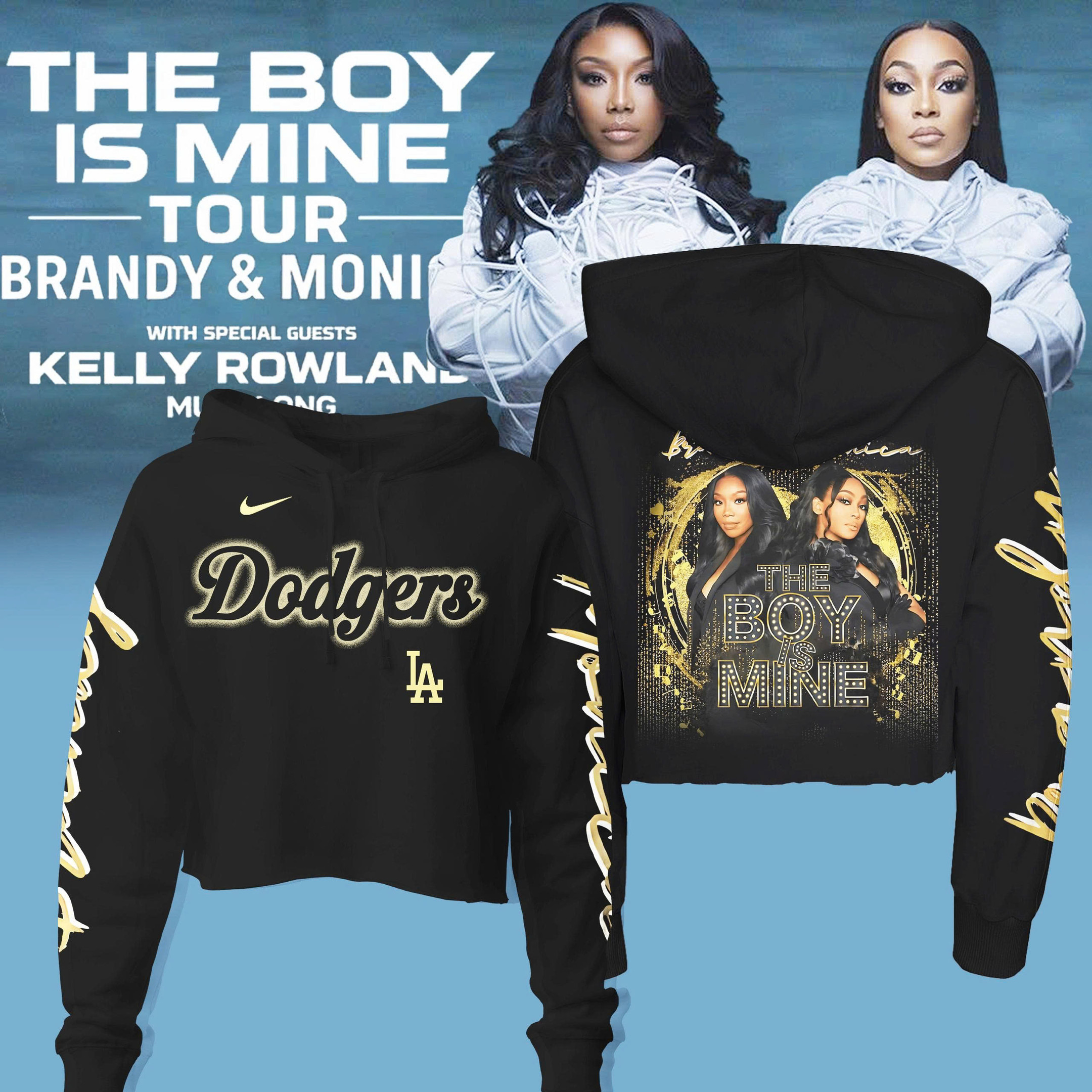 Los Angeles Dodgers X Brandy Monica Crop Hoodie The Boy Is Mine Tour 2025 Cool Fans Gift