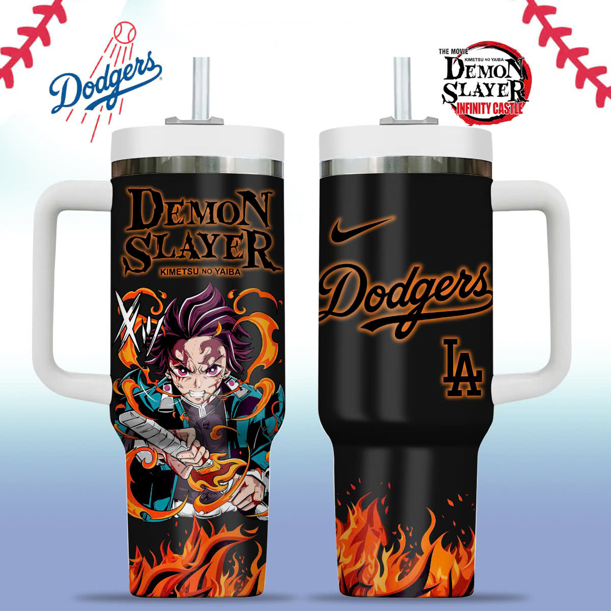 Los Angeles Dodgers X Demon Slayer Tanjiro KamadoTumbler Perfect Gift Idea