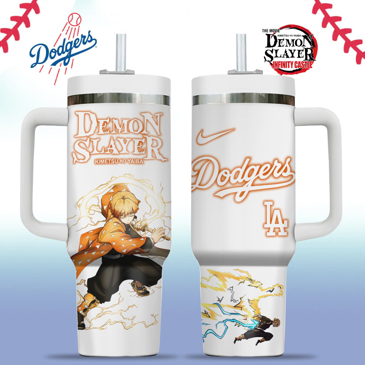 Los Angeles Dodgers X Demon Slayer Zenitsu Agatsuma Tumbler Fan Merch