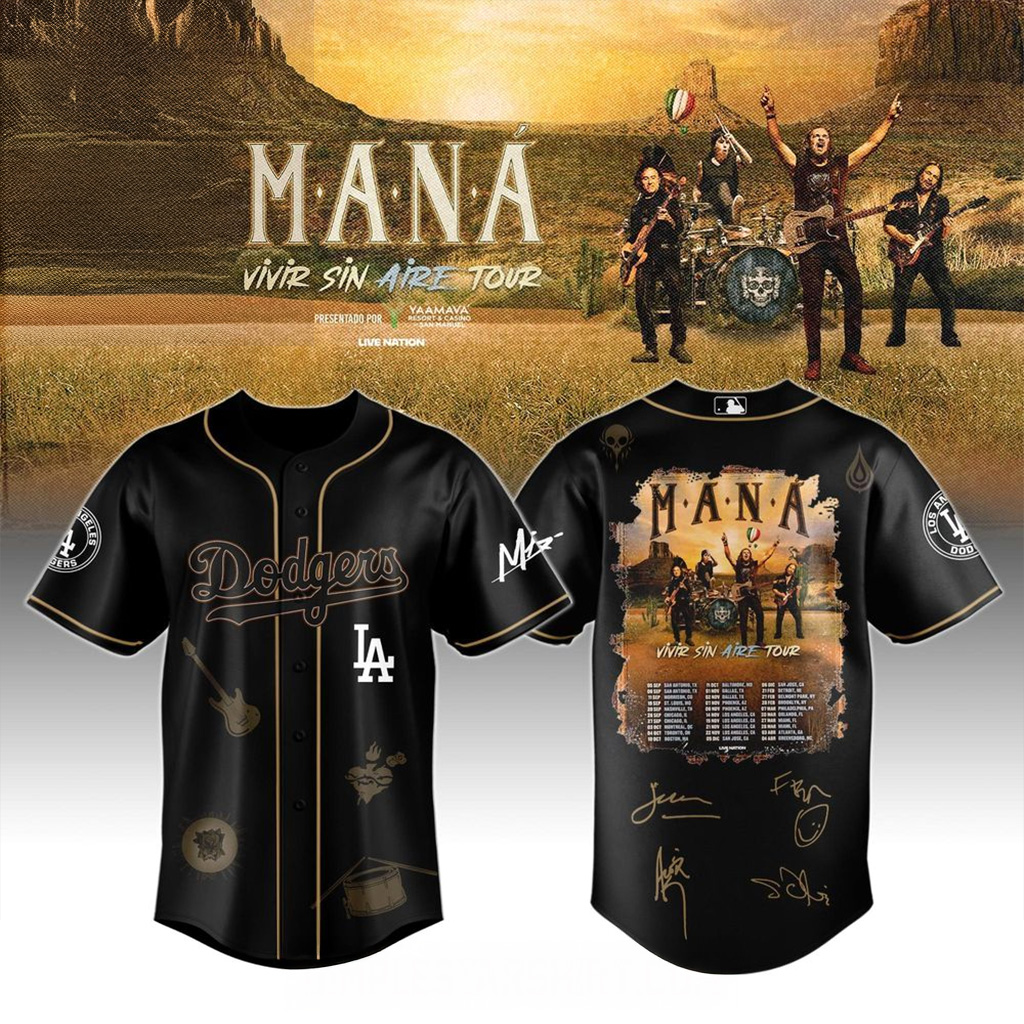 Los Angeles Dodgers X Mana Vivir Sin Aire Tour Baseball Jersey 2025 Dodgers Merch