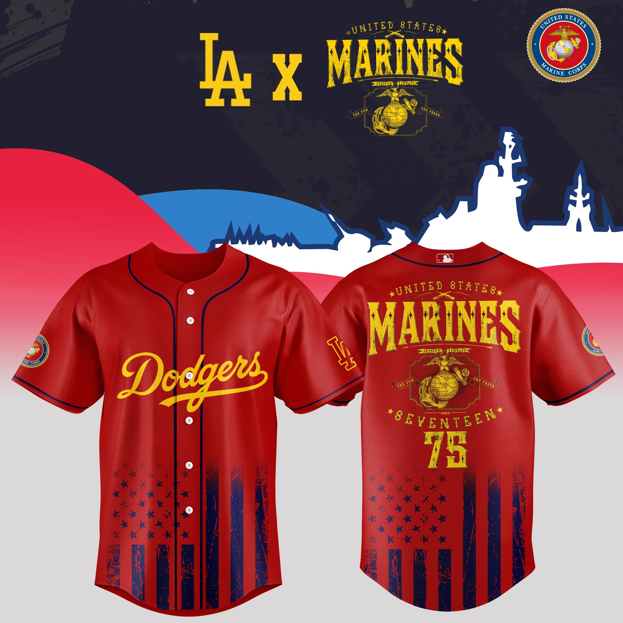 Los Angeles Dodgers X Marine 250th Birthday Jersey 2025 Baseball Player Gift Ideas