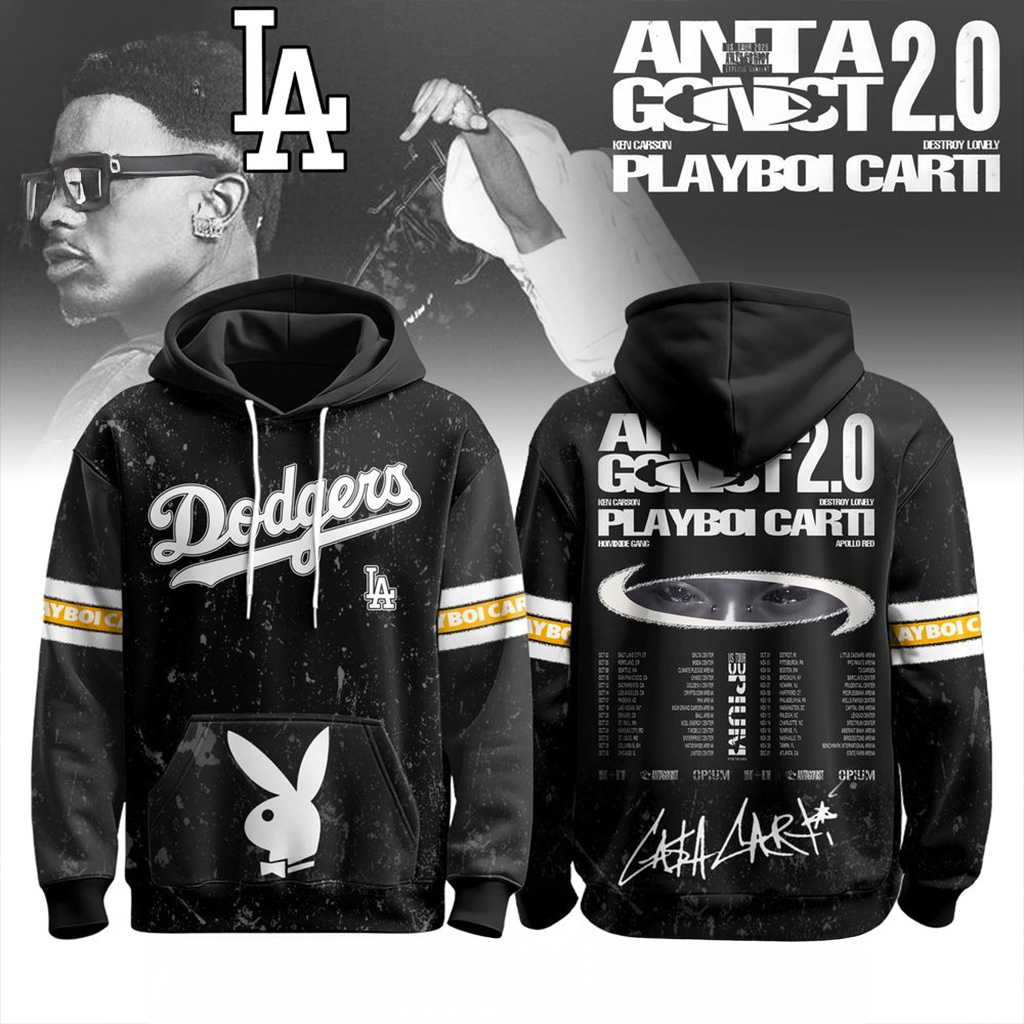 Los Angeles Dodgers X Playboi Carti Antagonist 2.0 Tour 2025 Hoodie Dodgers Merch