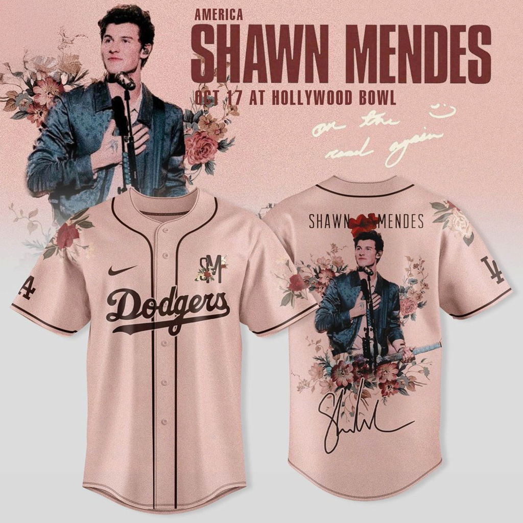 Los Angeles Dodgers X Shawn Mendes On The Road Again Tour Baseball Jersey Dodgers Merch