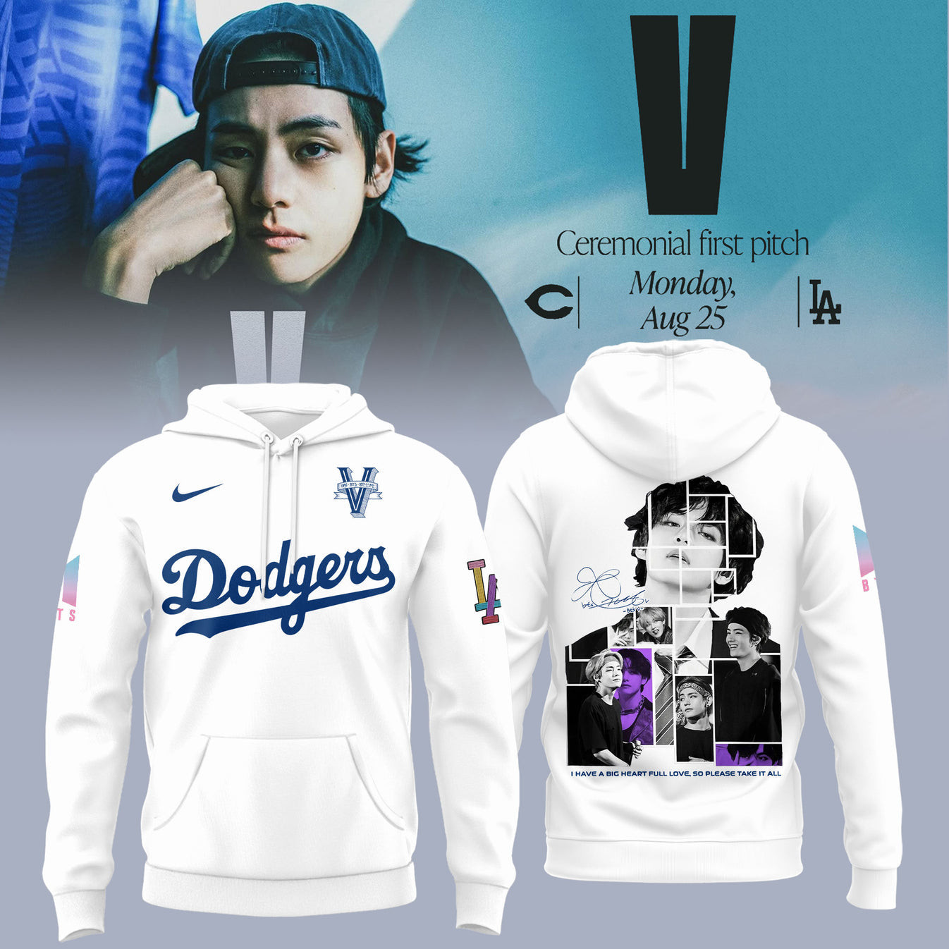 Los Angeles Dodgers X V Bts Hoodie Gifts For Baseball Lovers